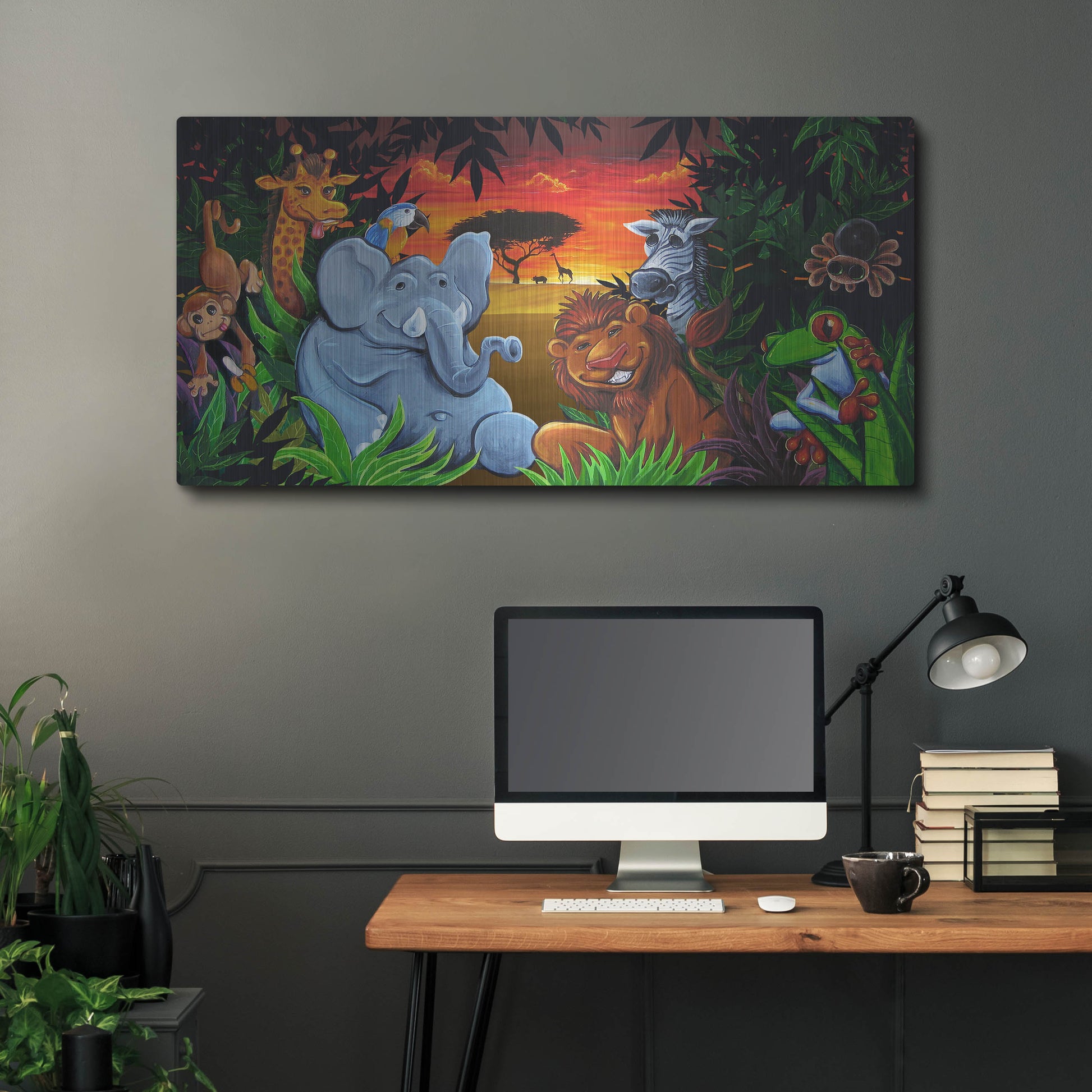 Luxe Metal Art 'Jungle Mural' by Flyland Designs, Metal Wall Art,48x24
