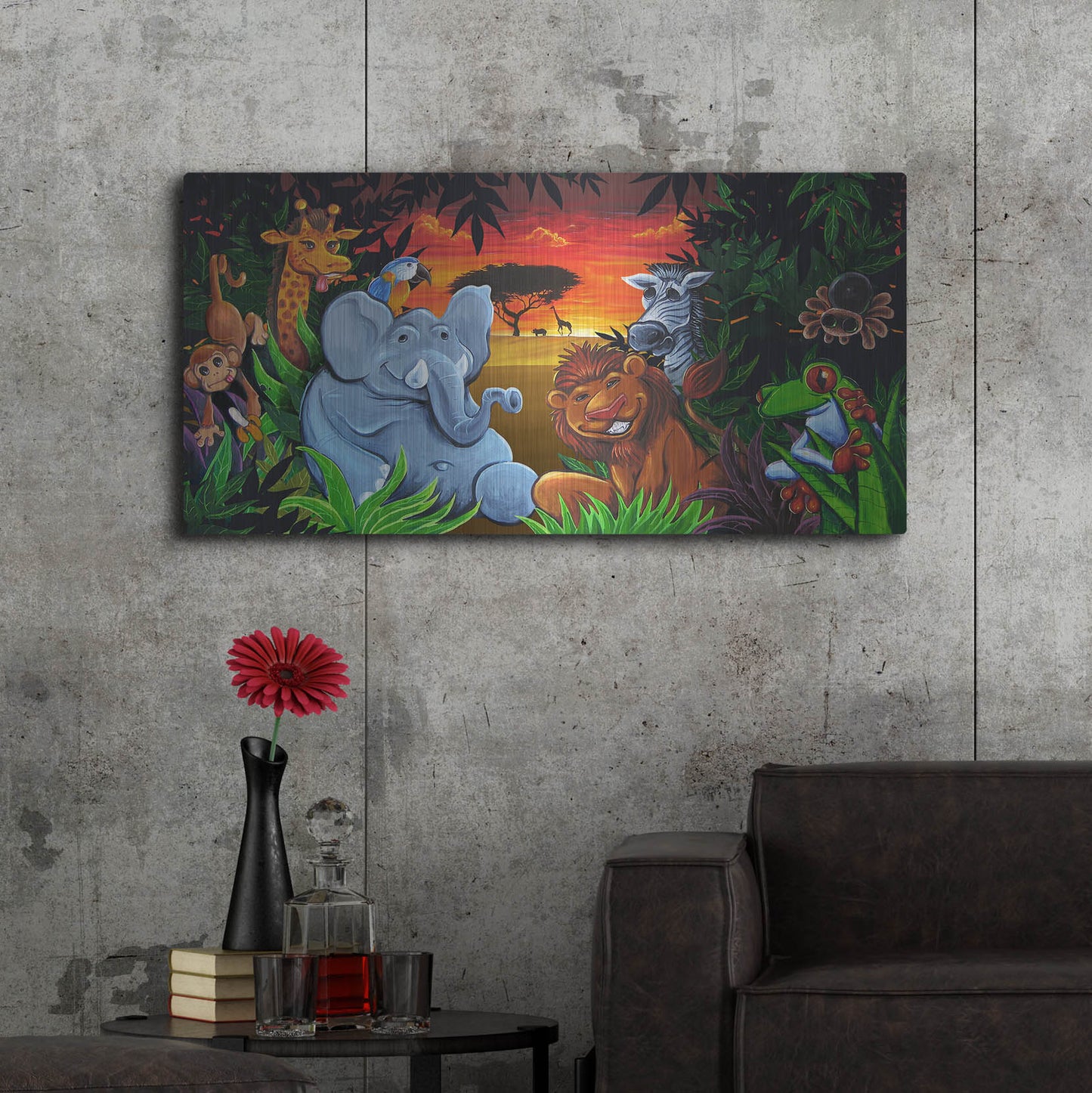 Luxe Metal Art 'Jungle Mural' by Flyland Designs, Metal Wall Art,48x24