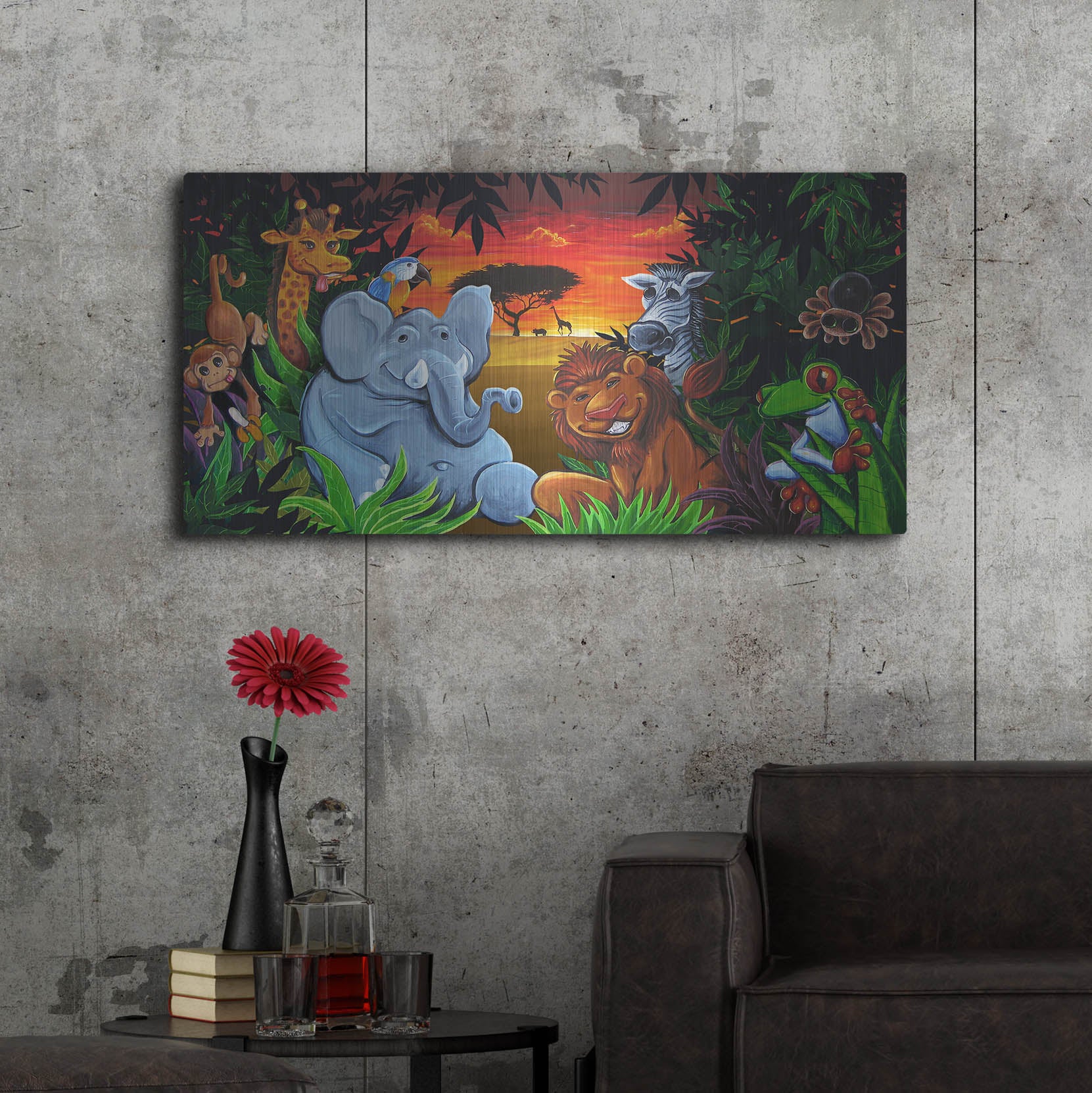 Luxe Metal Art 'Jungle Mural' by Flyland Designs, Metal Wall Art,48x24