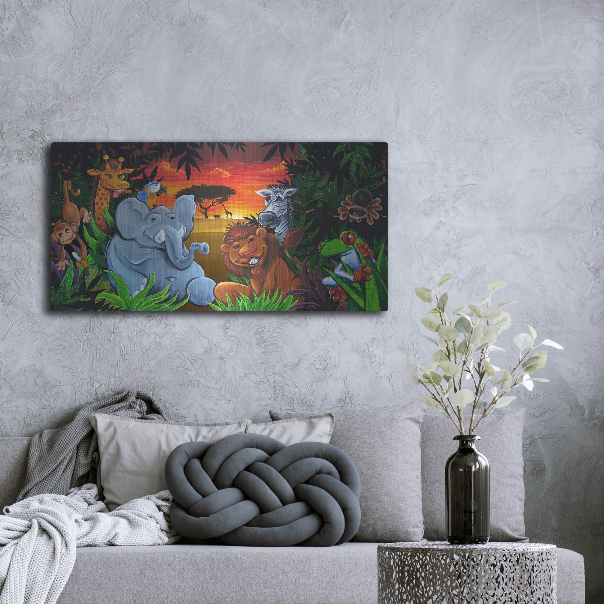 Luxe Metal Art 'Jungle Mural' by Flyland Designs, Metal Wall Art,48x24