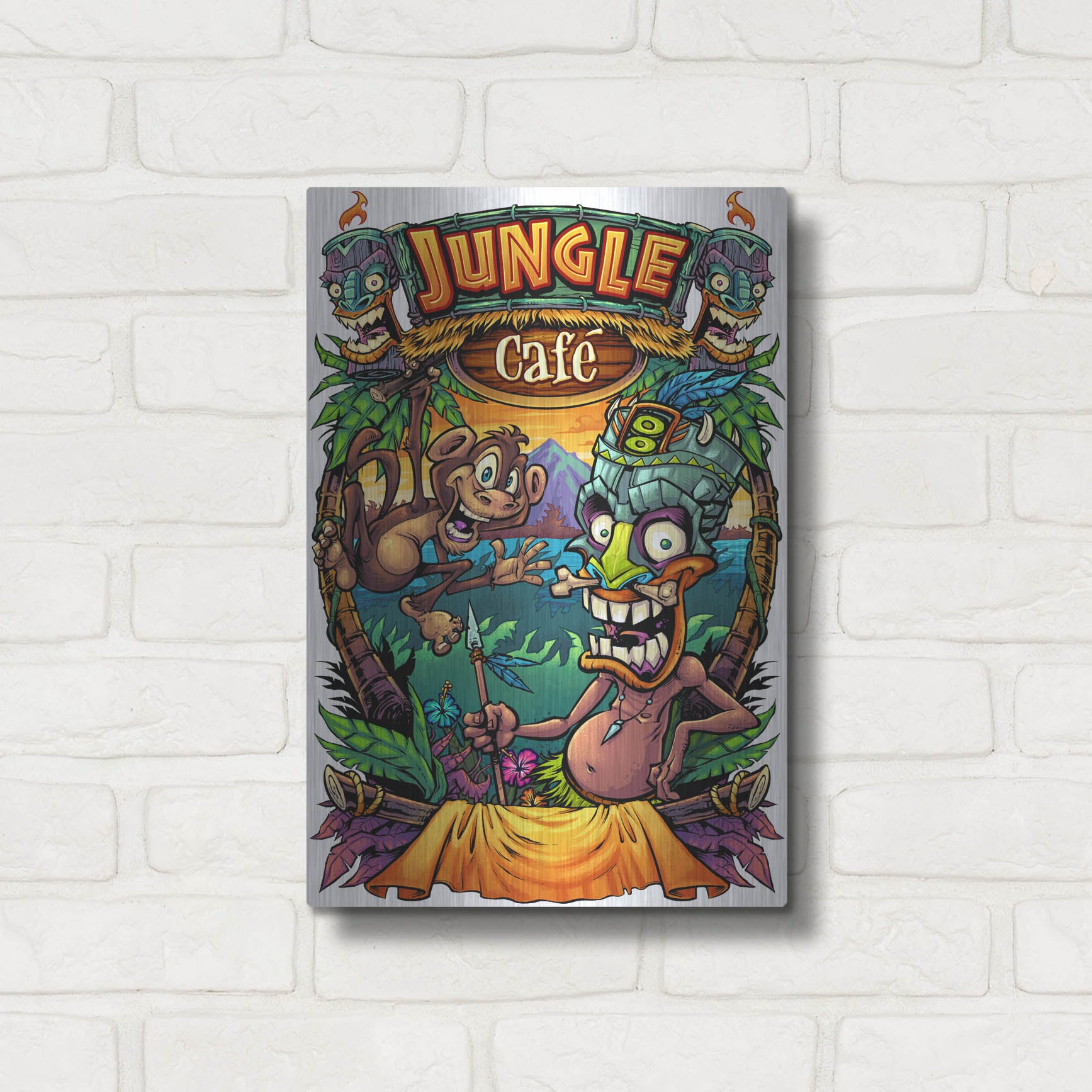 Luxe Metal Art 'JungleCafe Amazon' by Flyland Designs, Metal Wall Art,12x16