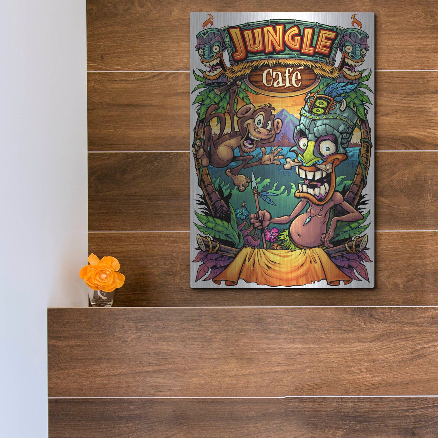 Luxe Metal Art 'JungleCafe Amazon' by Flyland Designs, Metal Wall Art,12x16