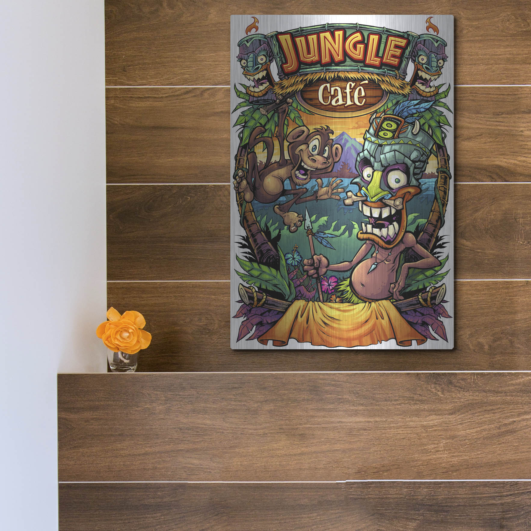 Luxe Metal Art 'JungleCafe Amazon' by Flyland Designs, Metal Wall Art,12x16