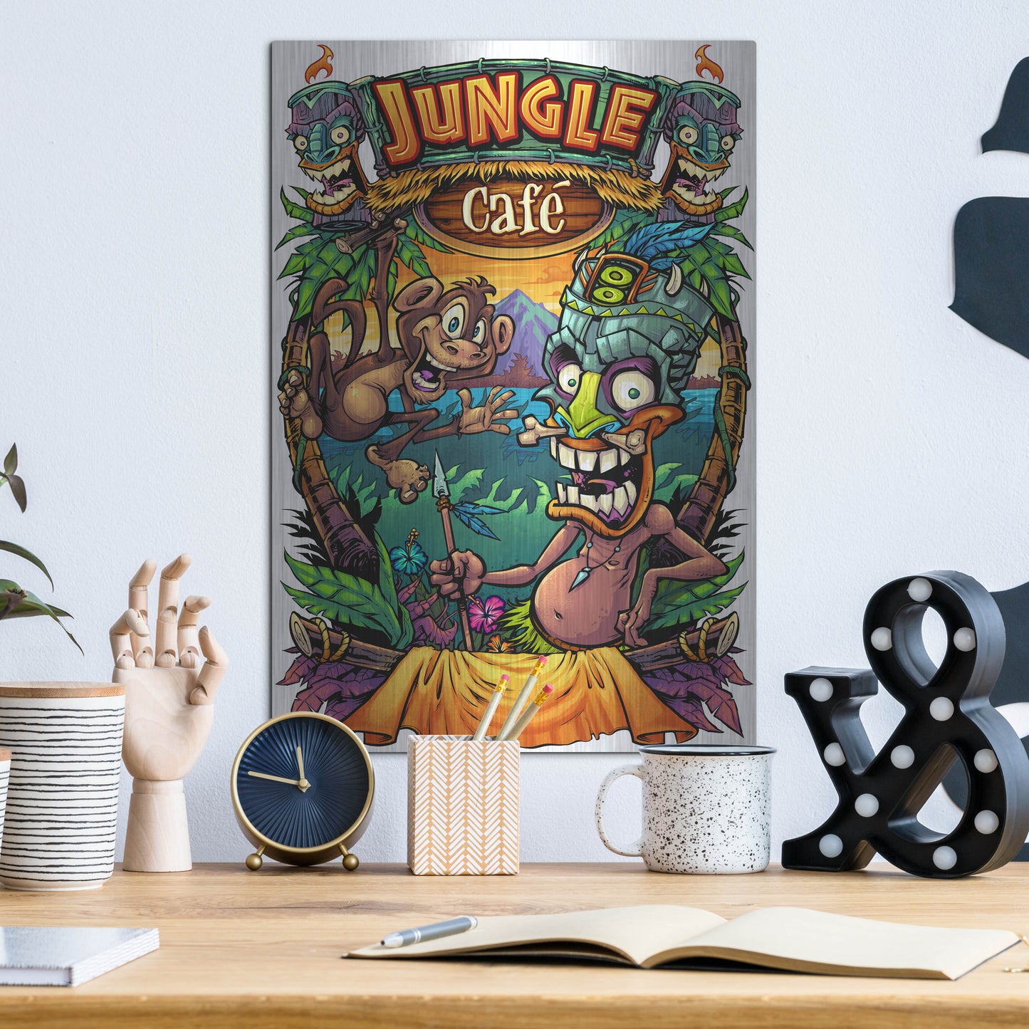 Luxe Metal Art 'JungleCafe Amazon' by Flyland Designs, Metal Wall Art,12x16