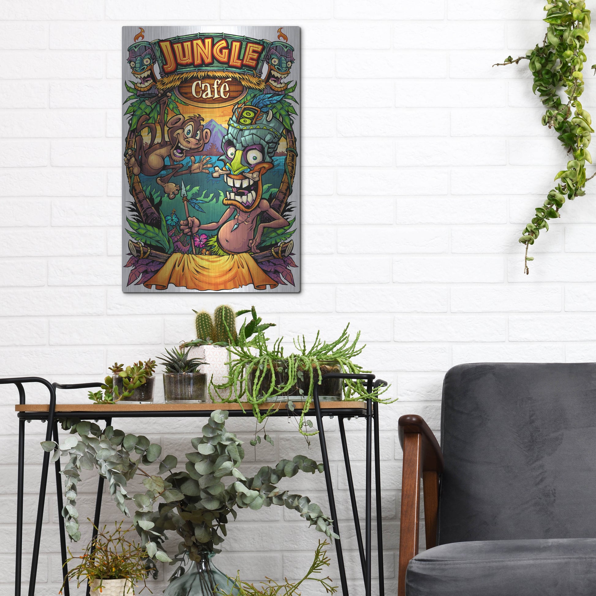 Luxe Metal Art 'JungleCafe Amazon' by Flyland Designs, Metal Wall Art,12x16