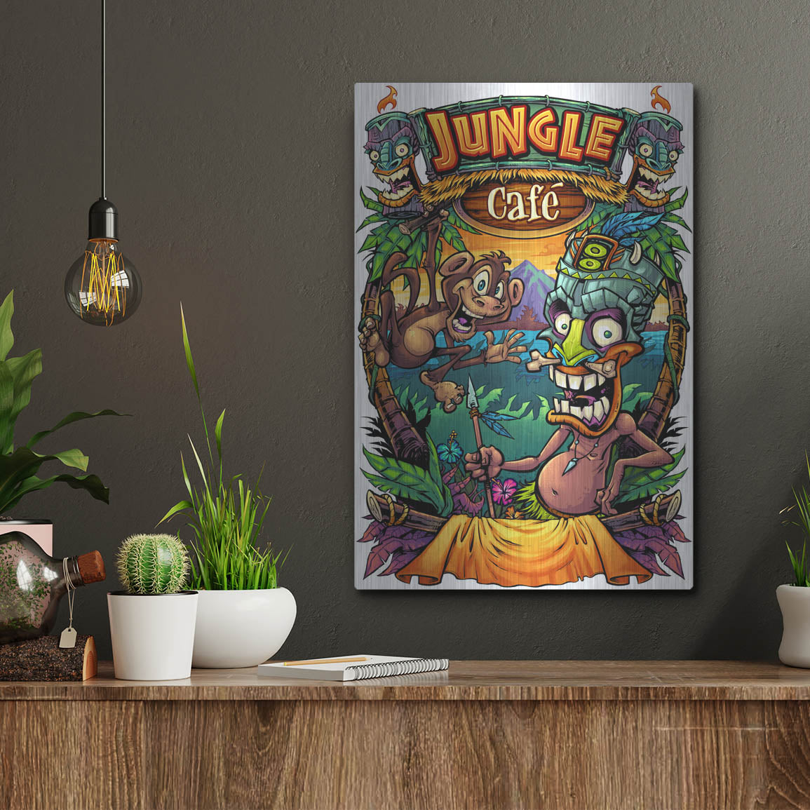 Luxe Metal Art 'JungleCafe Amazon' by Flyland Designs, Metal Wall Art,12x16