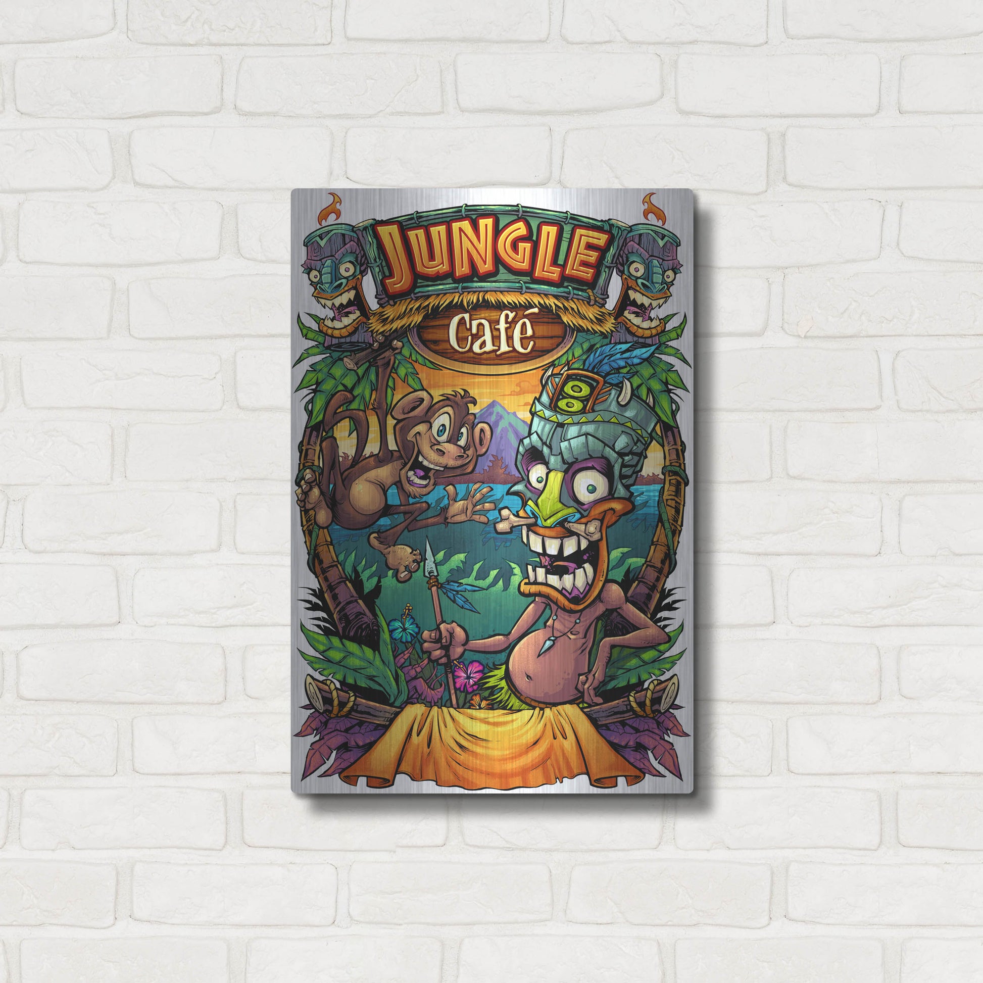 Luxe Metal Art 'JungleCafe Amazon' by Flyland Designs, Metal Wall Art,16x24