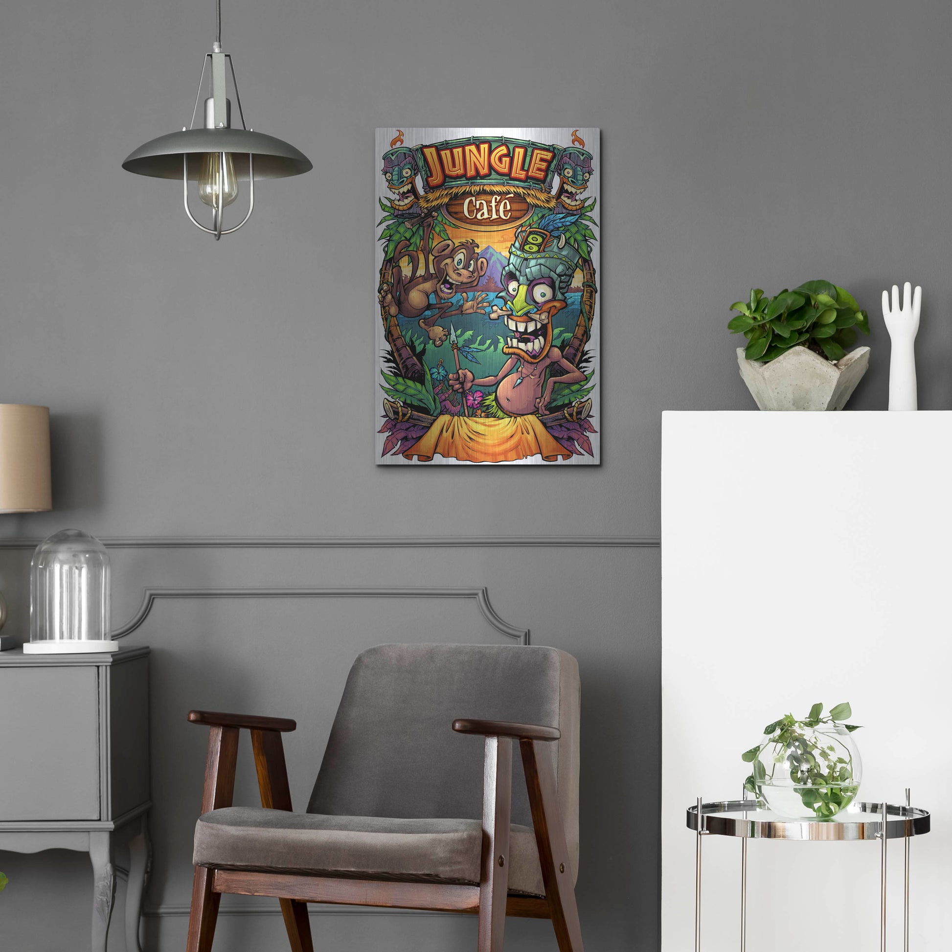 Luxe Metal Art 'JungleCafe Amazon' by Flyland Designs, Metal Wall Art,16x24