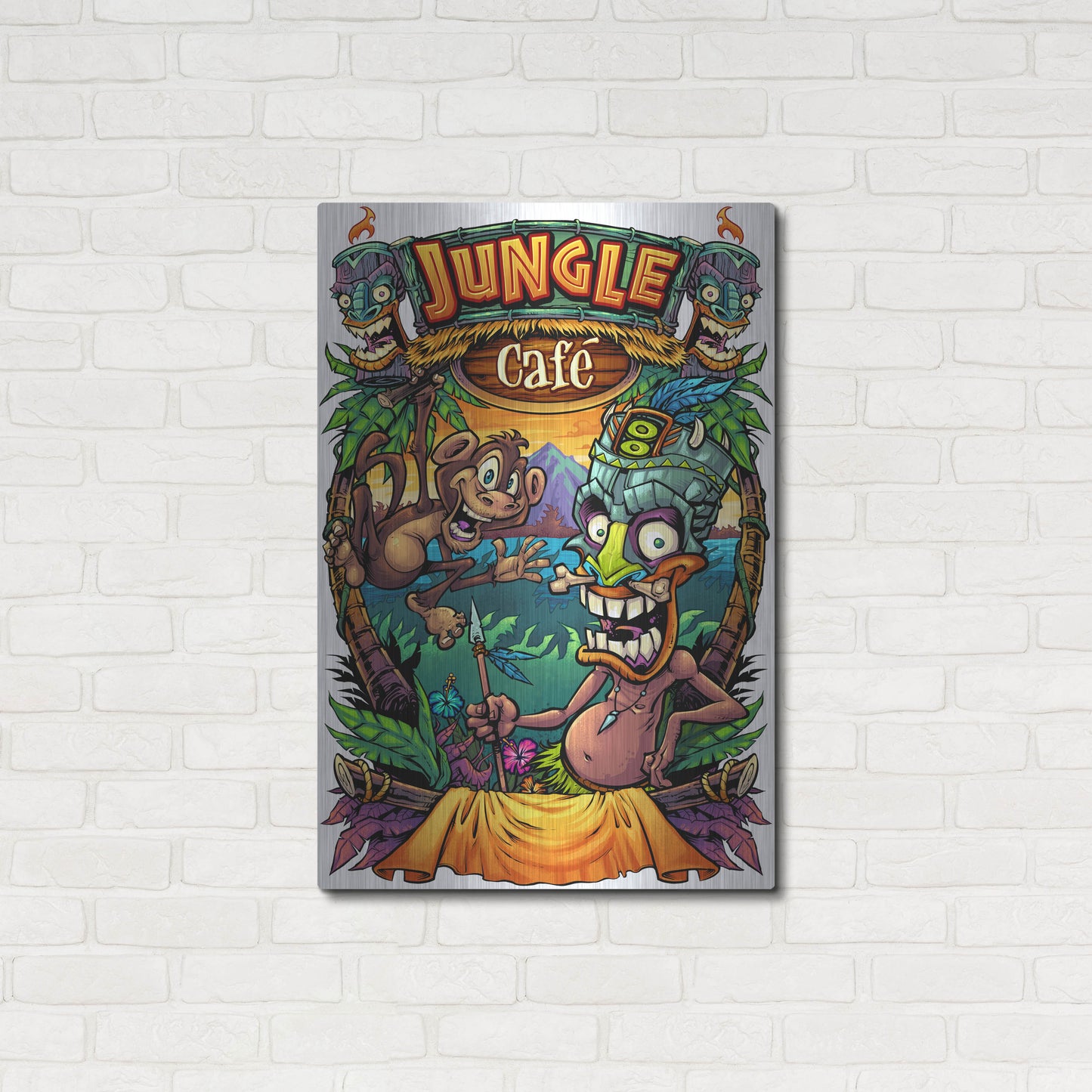 Luxe Metal Art 'JungleCafe Amazon' by Flyland Designs, Metal Wall Art,24x36