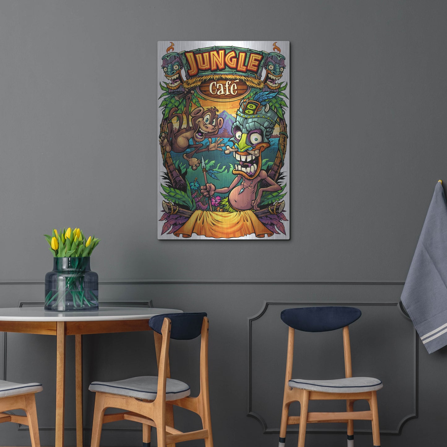 Luxe Metal Art 'JungleCafe Amazon' by Flyland Designs, Metal Wall Art,24x36