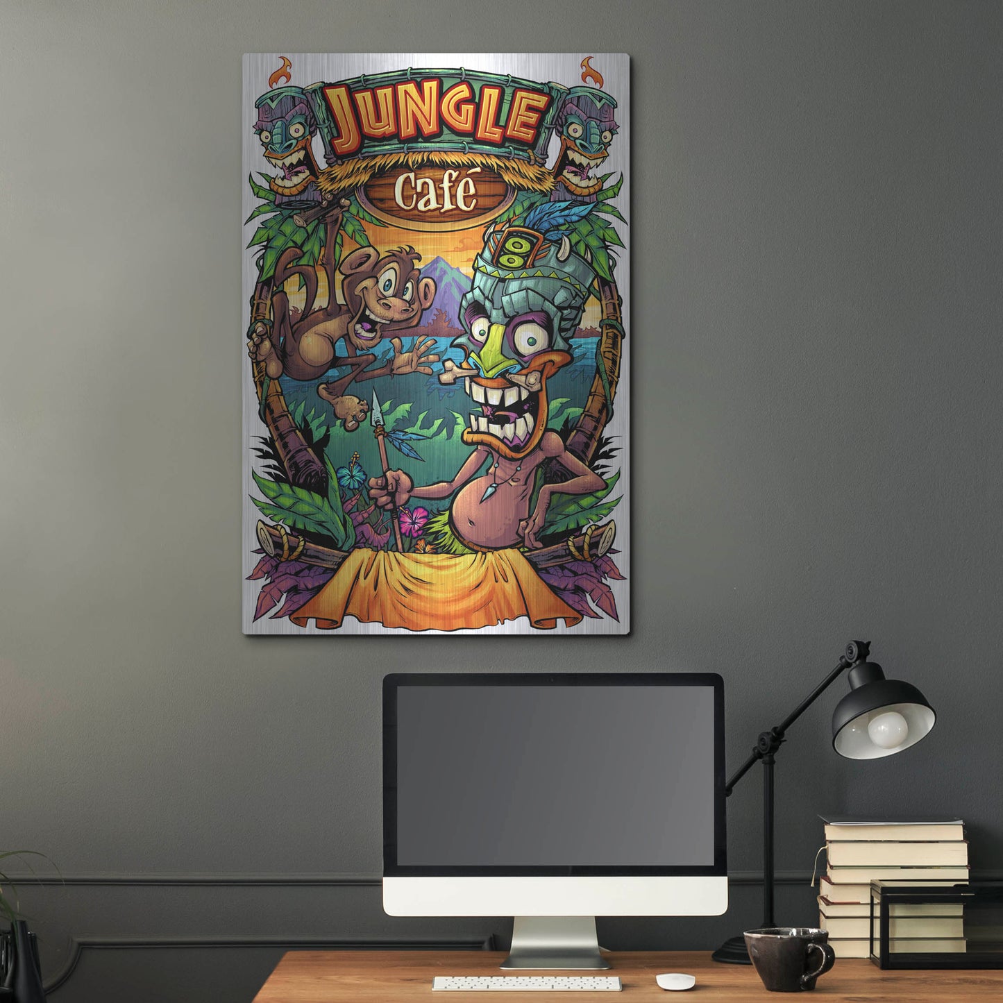 Luxe Metal Art 'JungleCafe Amazon' by Flyland Designs, Metal Wall Art,24x36