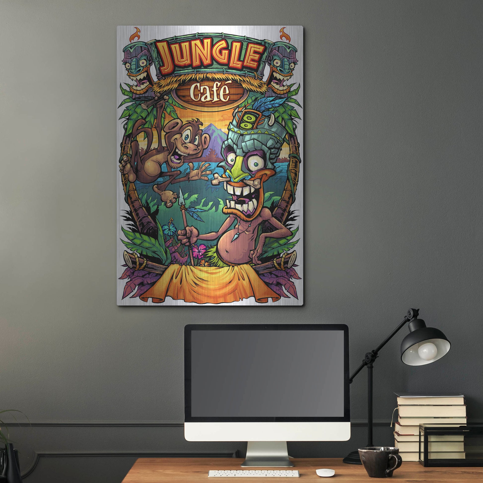 Luxe Metal Art 'JungleCafe Amazon' by Flyland Designs, Metal Wall Art,24x36