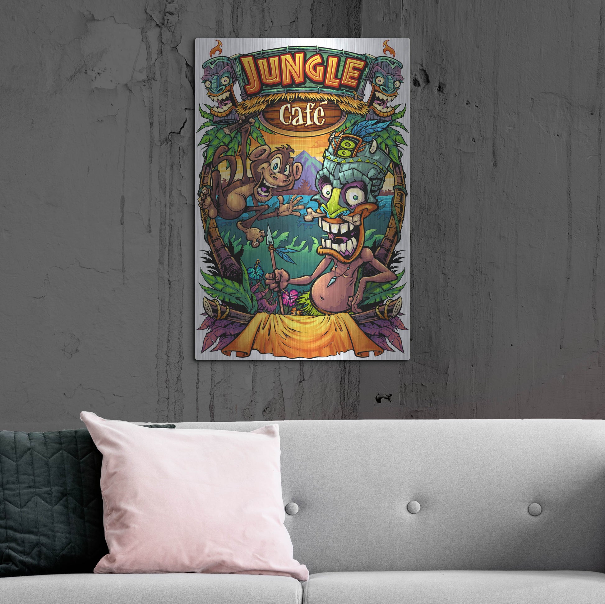 Luxe Metal Art 'JungleCafe Amazon' by Flyland Designs, Metal Wall Art,24x36