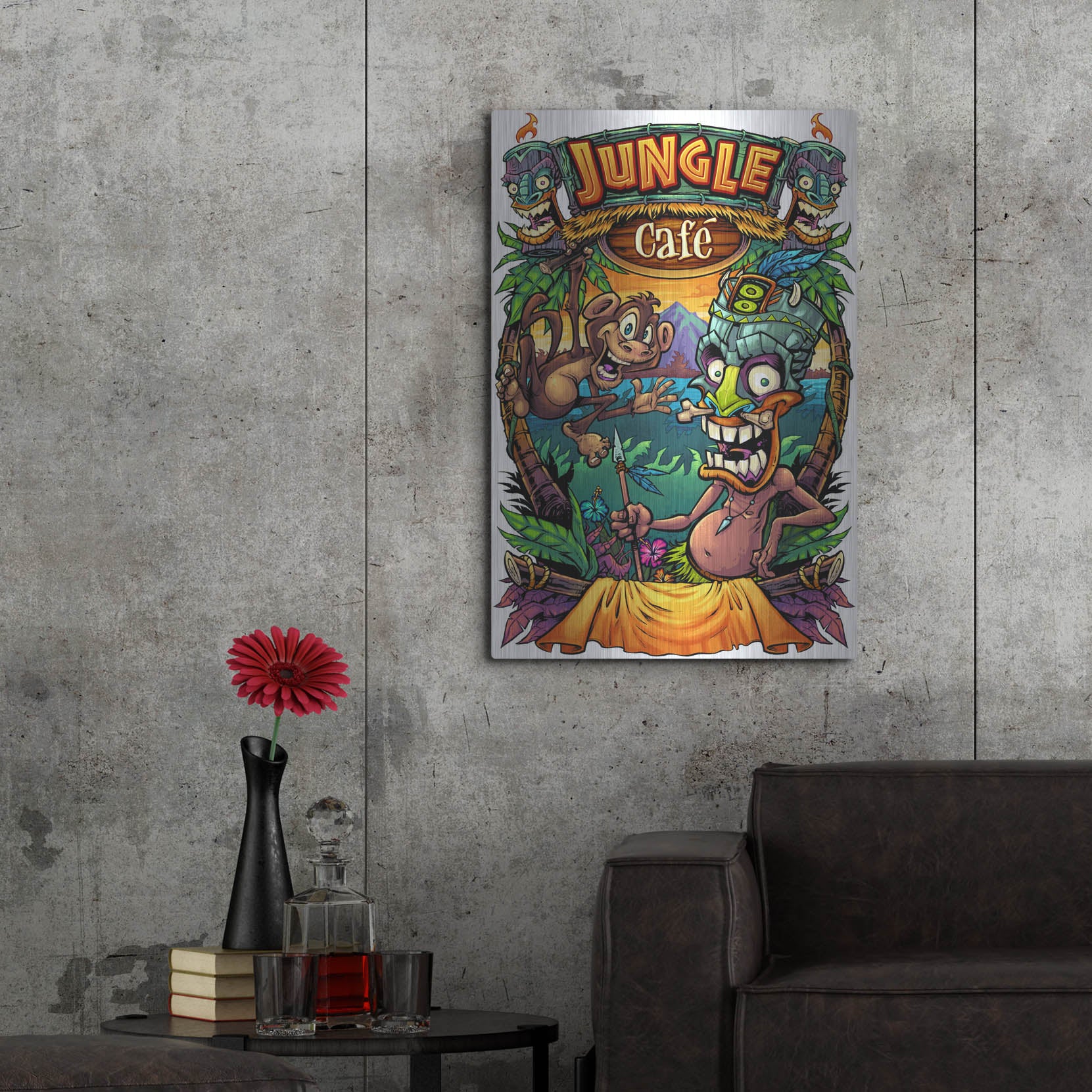 Luxe Metal Art 'JungleCafe Amazon' by Flyland Designs, Metal Wall Art,24x36