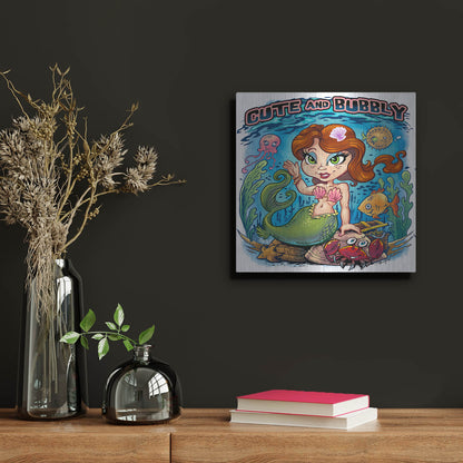 Luxe Metal Art 'Kid Mermaid Underwater Template' by Flyland Designs, Metal Wall Art,12x12