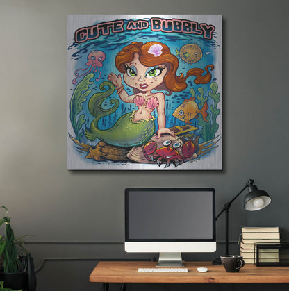 Luxe Metal Art 'Kid Mermaid Underwater Template' by Flyland Designs, Metal Wall Art,36x36