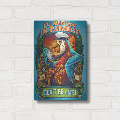 Luxe Metal Art 'Parrot and Tikis' by Flyland Designs, Metal Wall Art,12x16