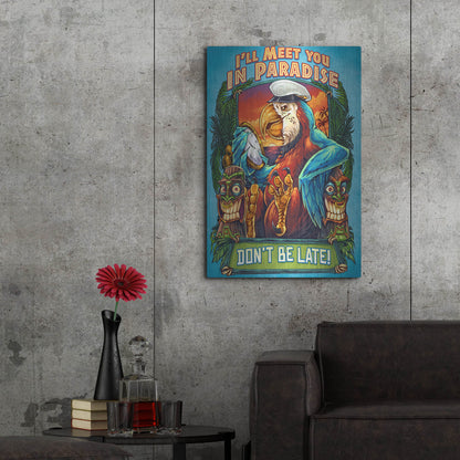 Luxe Metal Art 'Parrot and Tikis' by Flyland Designs, Metal Wall Art,24x36