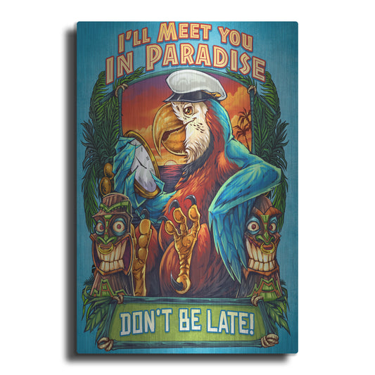 Luxe Metal Art 'Parrot and Tikis' by Flyland Designs, Metal Wall Art