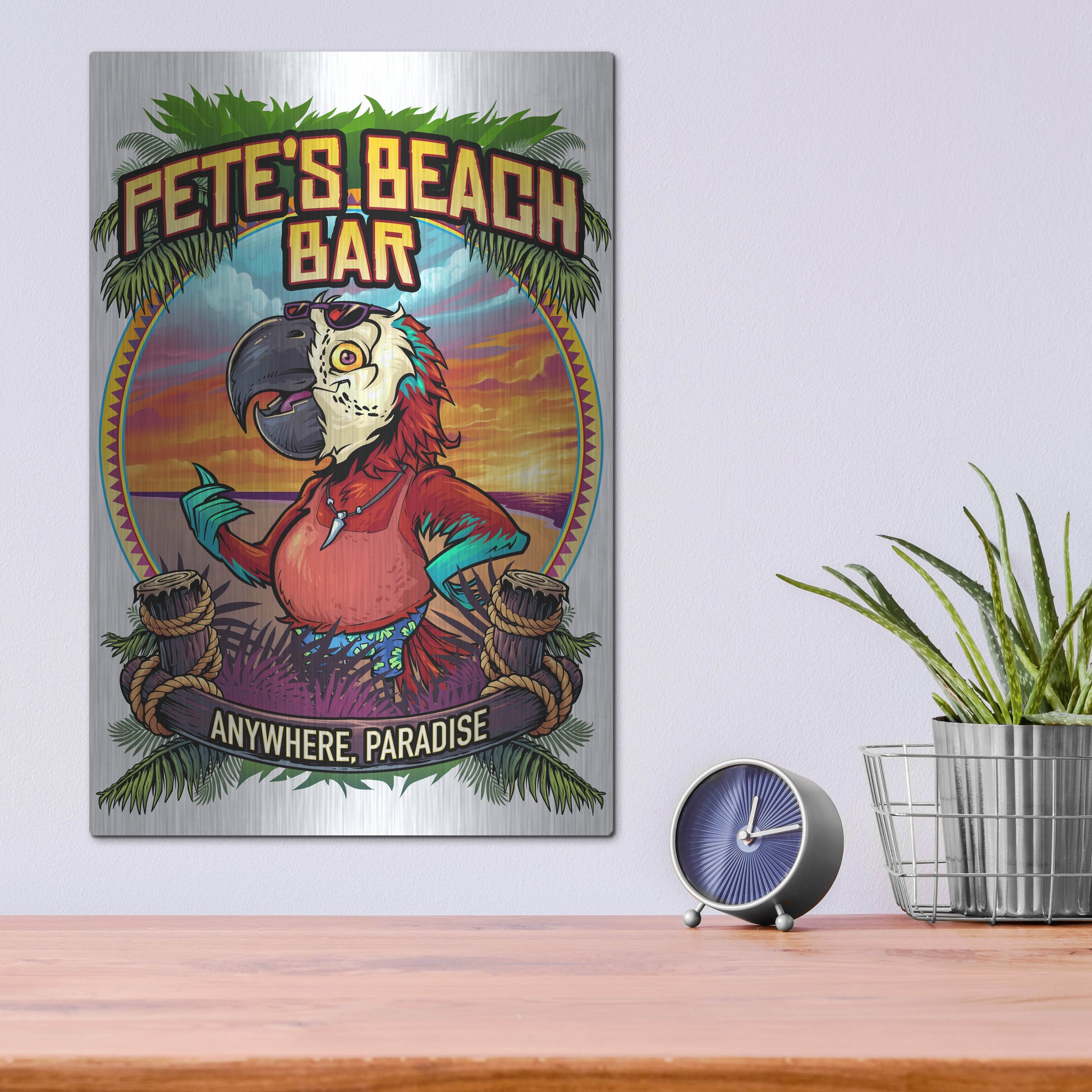 Luxe Metal Art 'Pete's Beach Bar' by Flyland Designs, Metal Wall Art,12x16