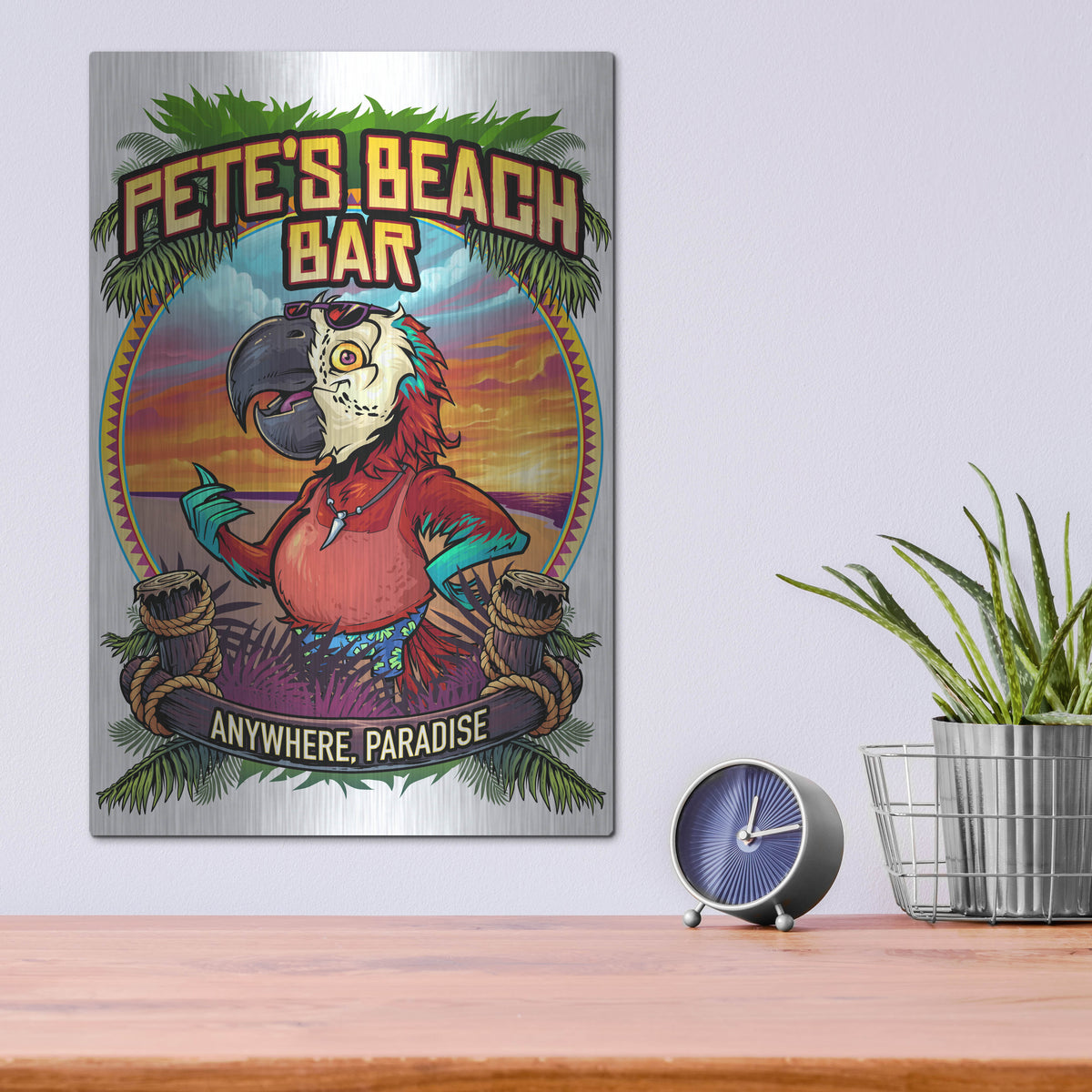 Luxe Metal Art 'Pete's Beach Bar' by Flyland Designs, Metal Wall Art,12x16