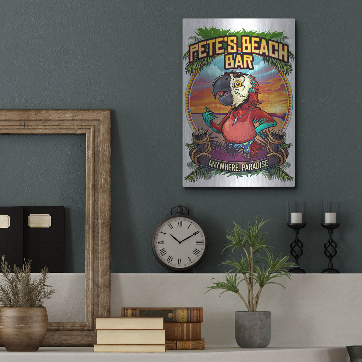 Luxe Metal Art 'Pete's Beach Bar' by Flyland Designs, Metal Wall Art,12x16