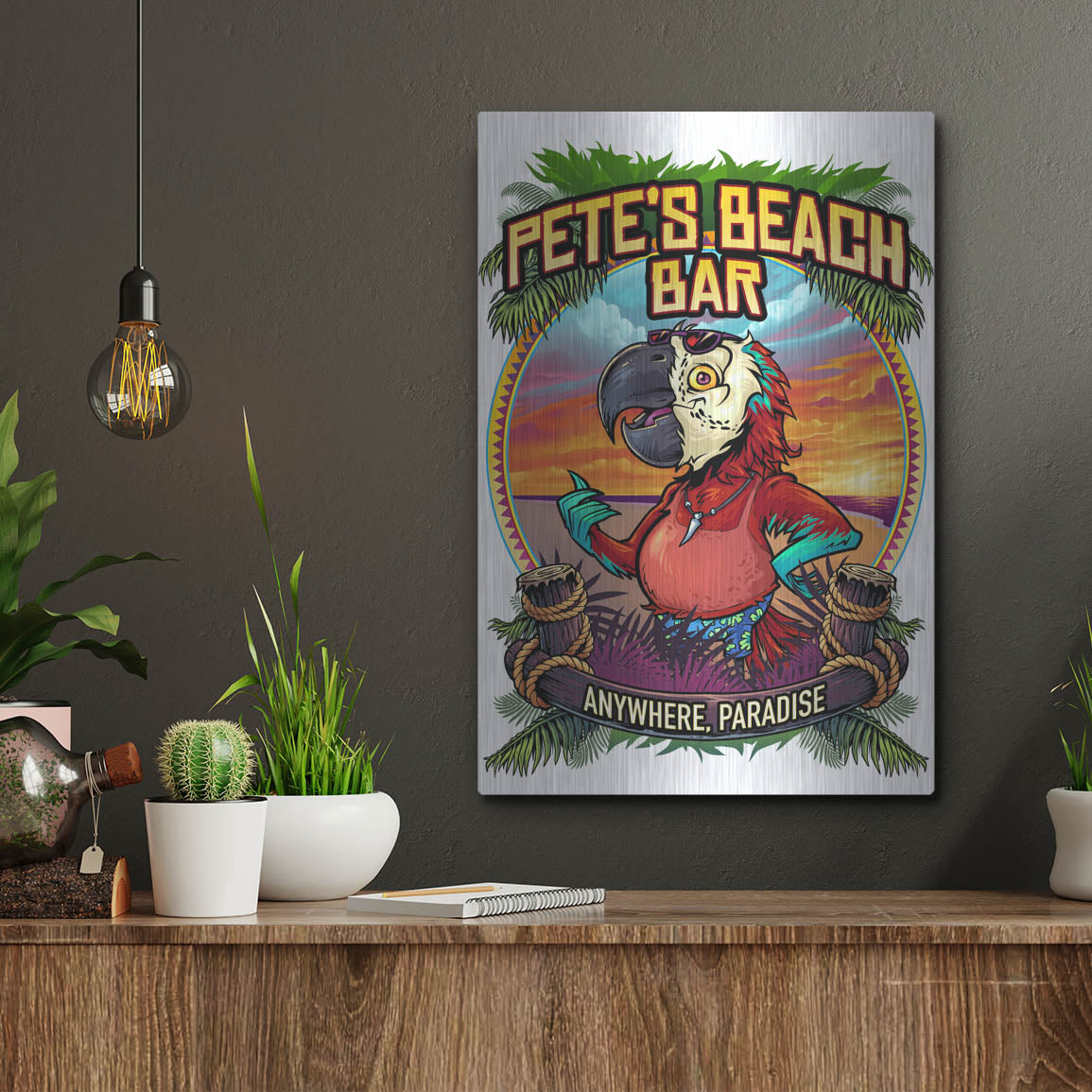 Luxe Metal Art 'Pete's Beach Bar' by Flyland Designs, Metal Wall Art,12x16