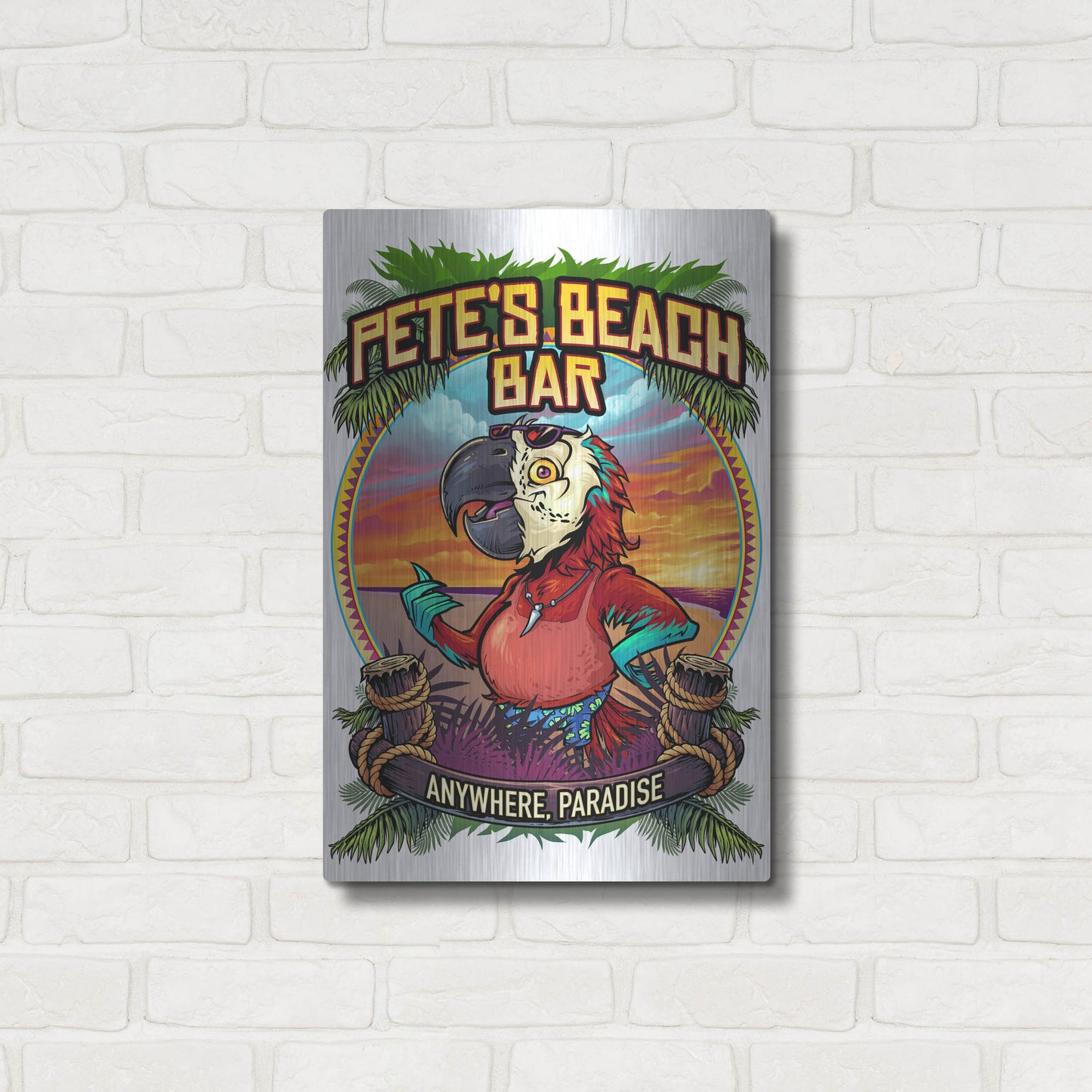 Luxe Metal Art 'Pete's Beach Bar' by Flyland Designs, Metal Wall Art,16x24