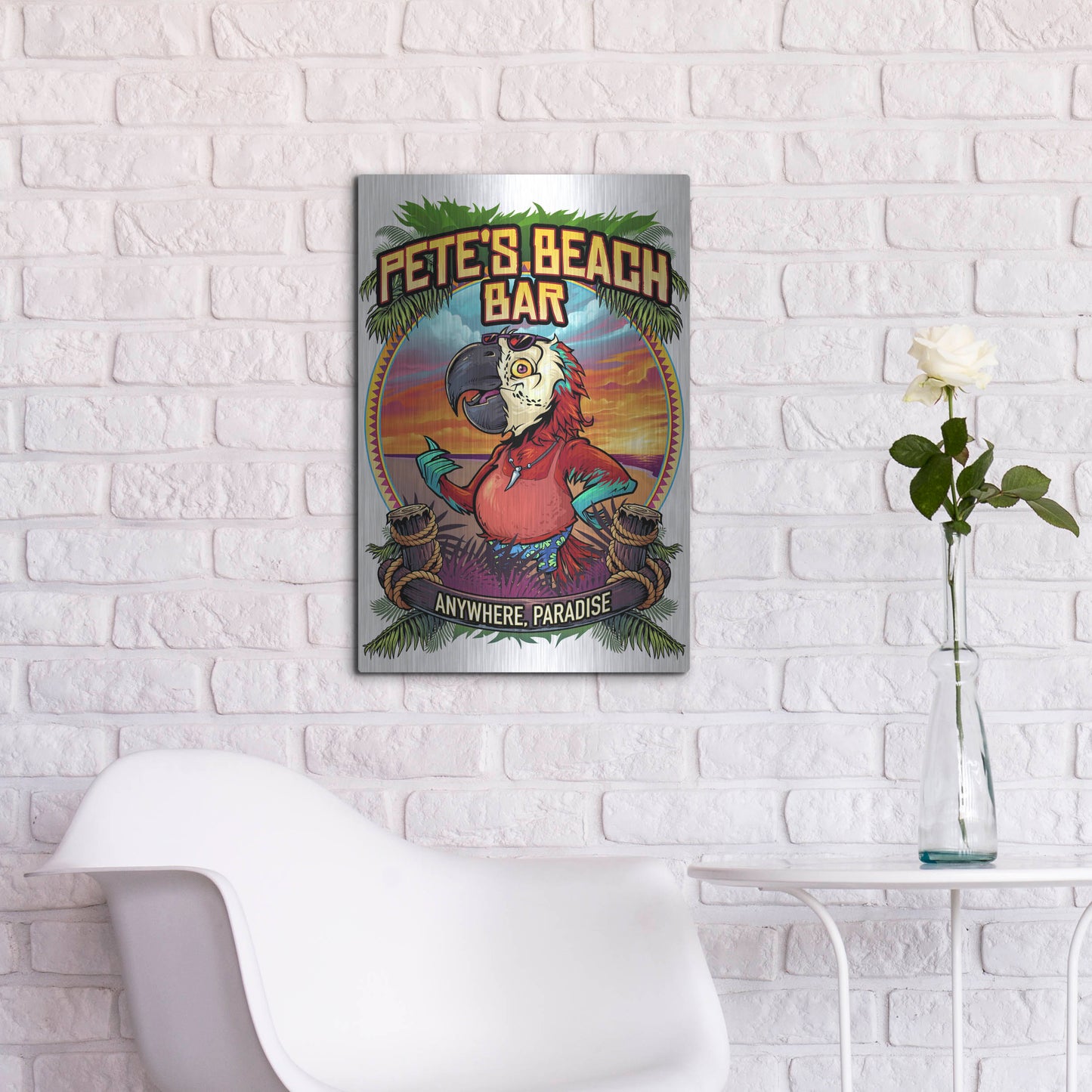 Luxe Metal Art 'Pete's Beach Bar' by Flyland Designs, Metal Wall Art,16x24