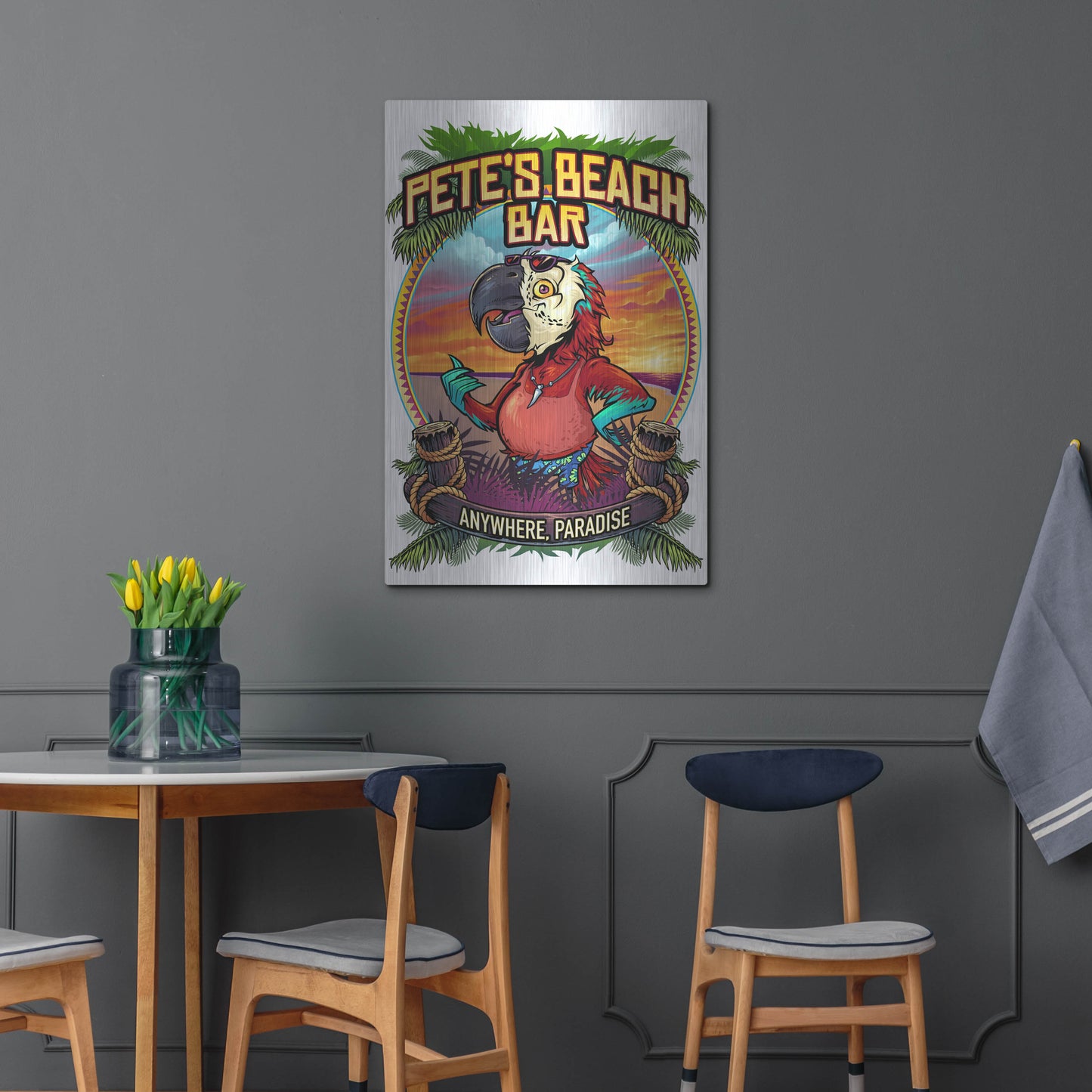 Luxe Metal Art 'Pete's Beach Bar' by Flyland Designs, Metal Wall Art,24x36