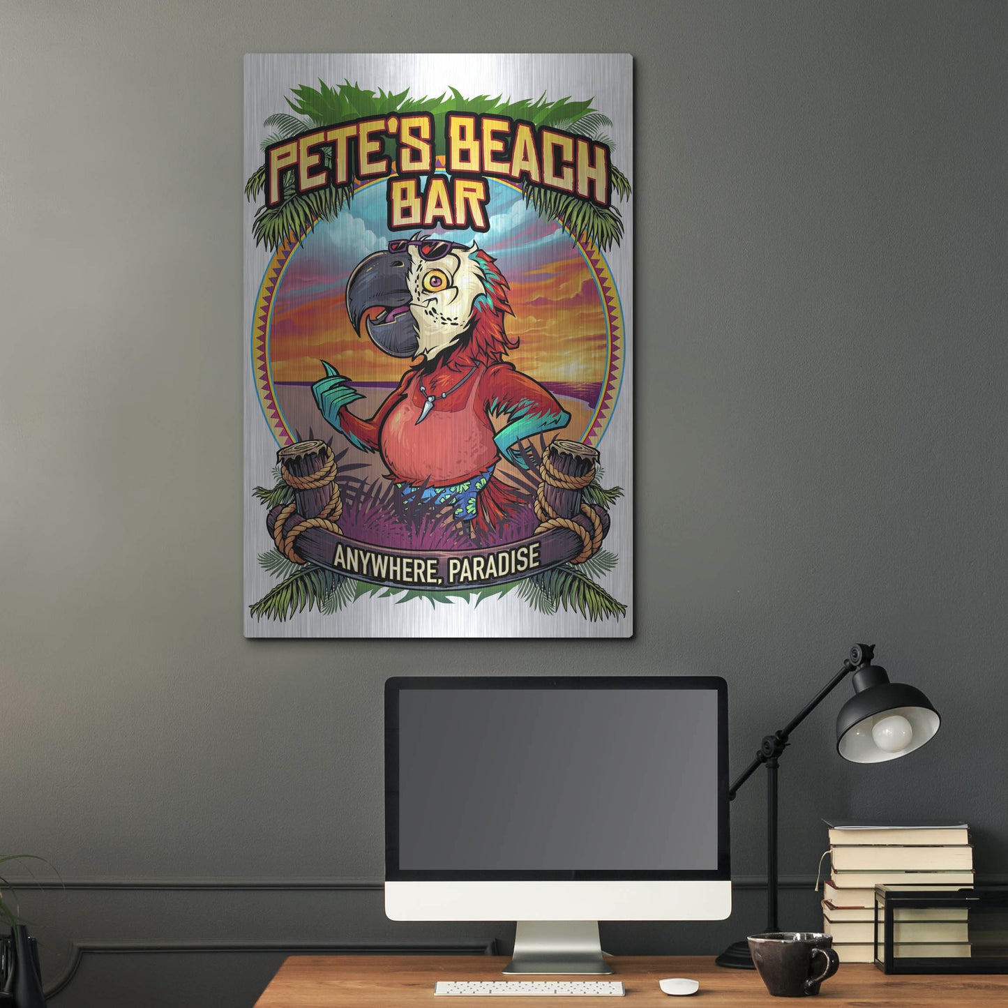 Luxe Metal Art 'Pete's Beach Bar' by Flyland Designs, Metal Wall Art,24x36