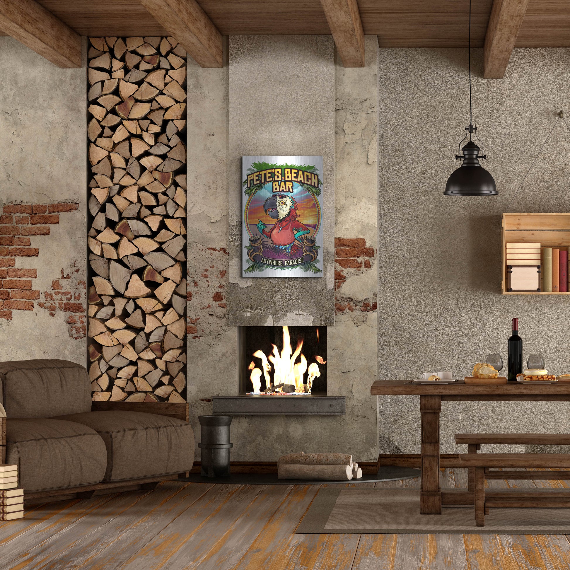 Luxe Metal Art 'Pete's Beach Bar' by Flyland Designs, Metal Wall Art,24x36