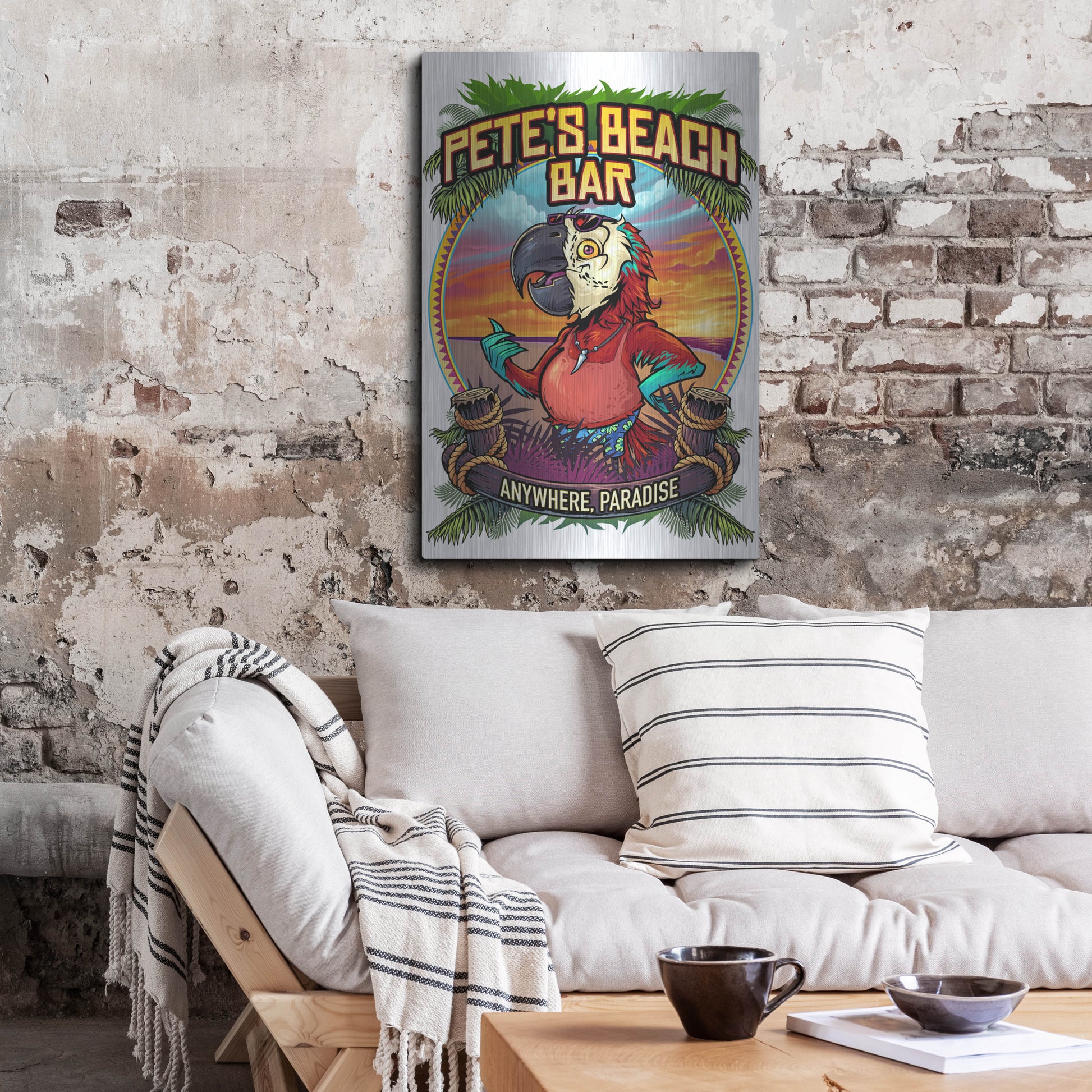 Luxe Metal Art 'Pete's Beach Bar' by Flyland Designs, Metal Wall Art,24x36