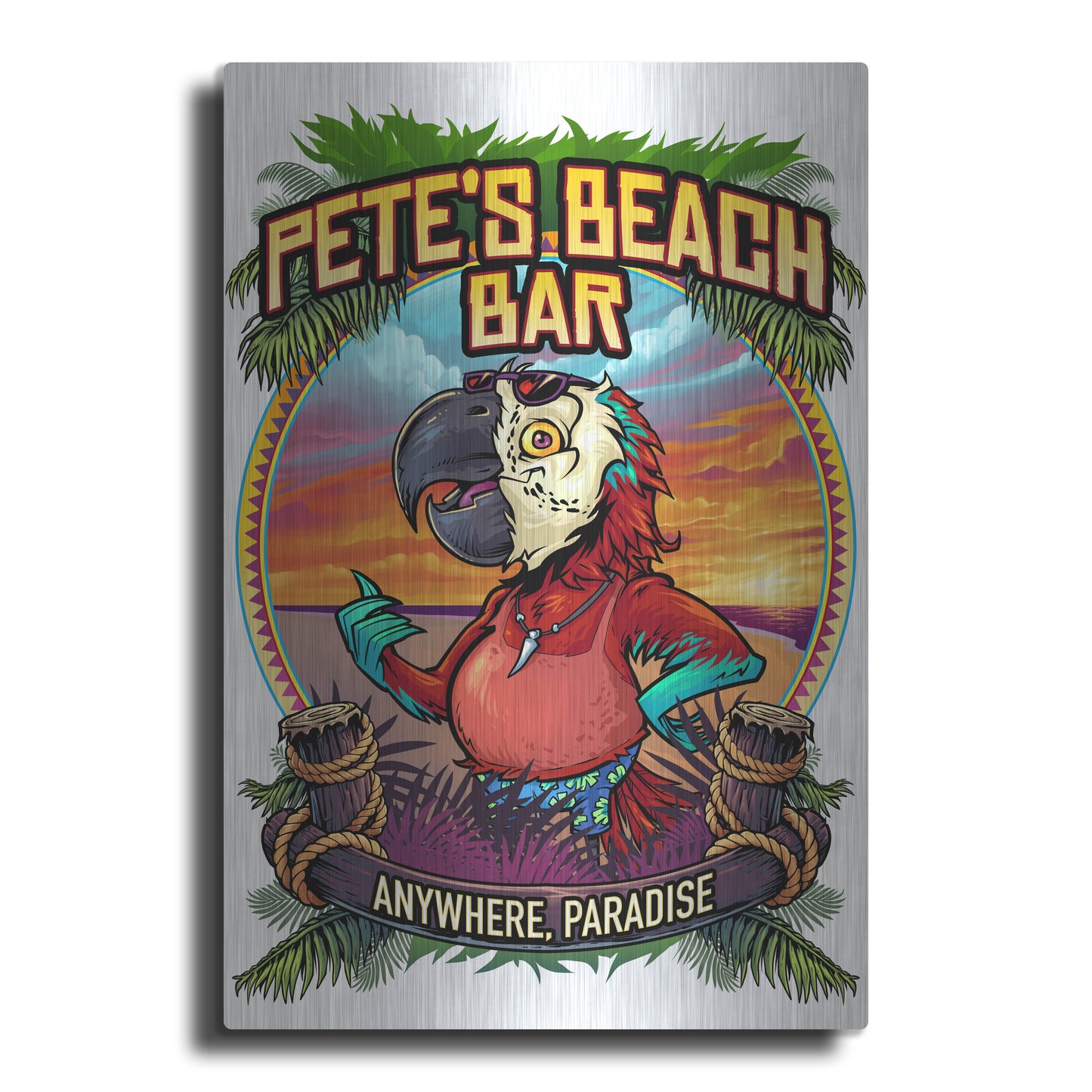 Luxe Metal Art 'Pete's Beach Bar' by Flyland Designs, Metal Wall Art