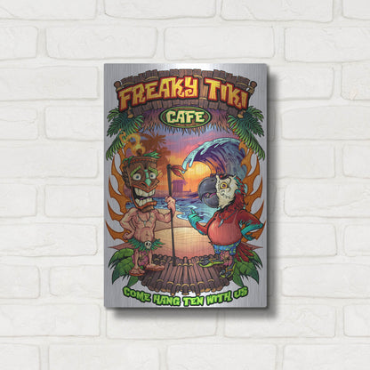 Luxe Metal Art 'Tiki and Parrot Island Template 2' by Flyland Designs, Metal Wall Art,12x16