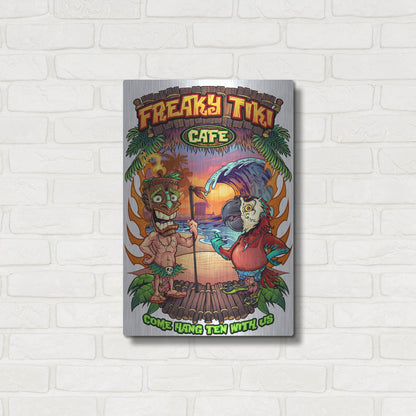 Luxe Metal Art 'Tiki and Parrot Island Template 2' by Flyland Designs, Metal Wall Art,16x24