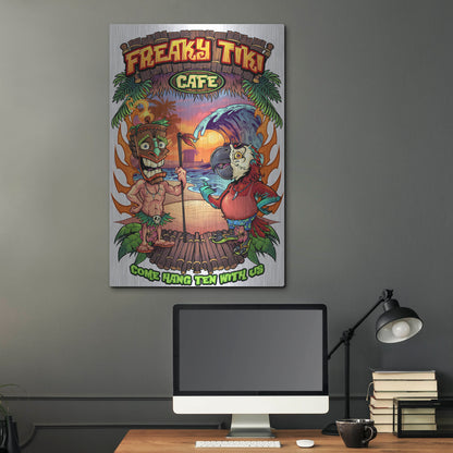 Luxe Metal Art 'Tiki and Parrot Island Template 2' by Flyland Designs, Metal Wall Art,24x36
