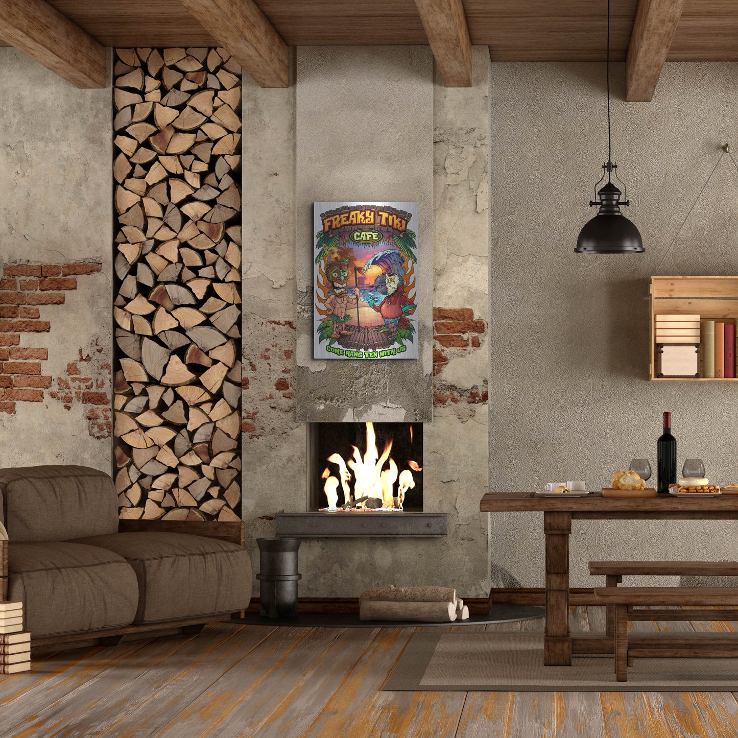 Luxe Metal Art 'Tiki and Parrot Island Template 2' by Flyland Designs, Metal Wall Art,24x36