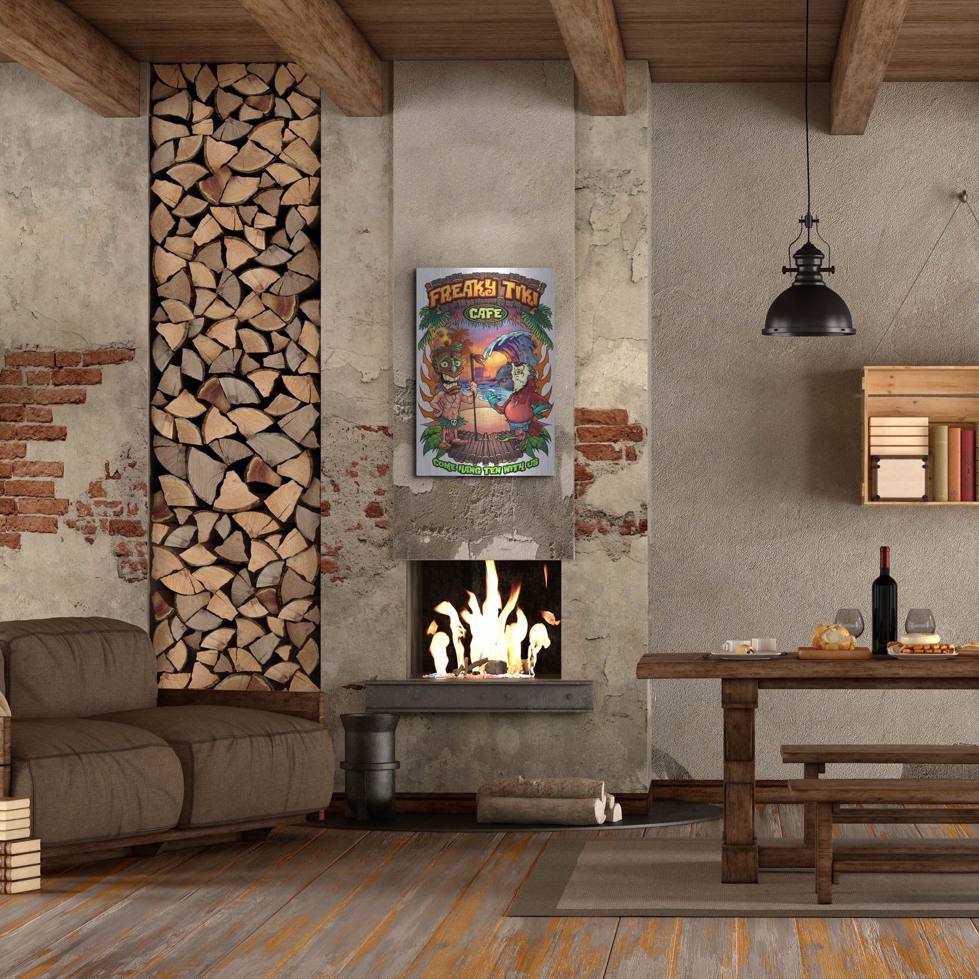 Luxe Metal Art 'Tiki and Parrot Island Template 2' by Flyland Designs, Metal Wall Art,24x36