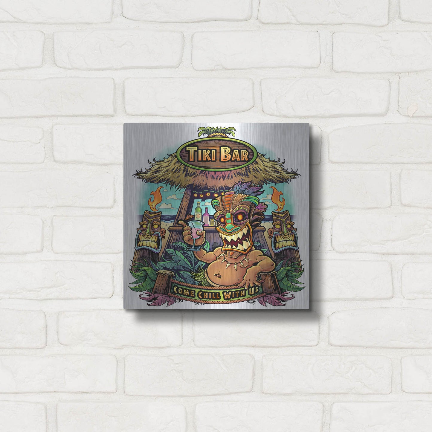 Luxe Metal Art 'Tiki Bar' by Flyland Designs, Metal Wall Art,12x12