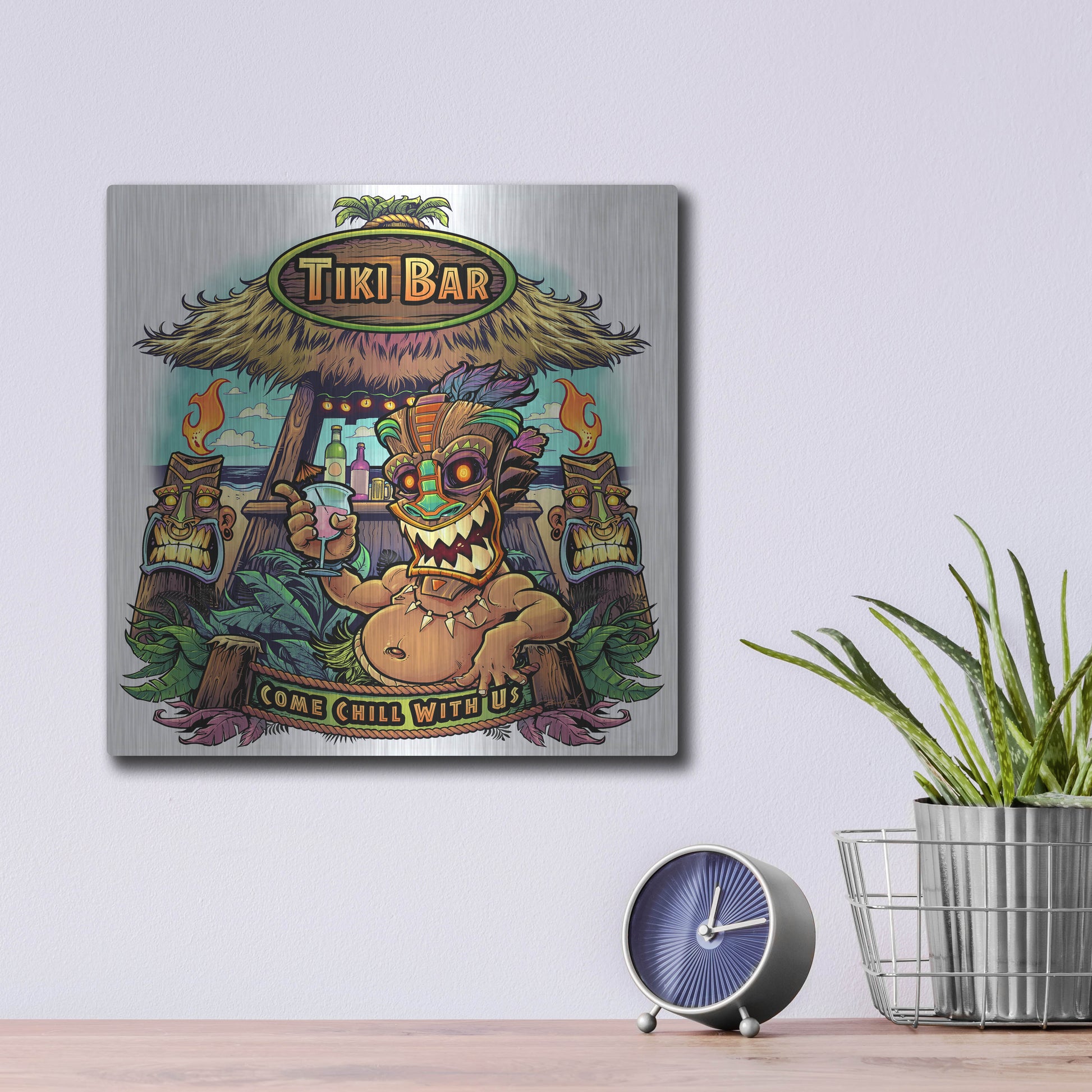 Luxe Metal Art 'Tiki Bar' by Flyland Designs, Metal Wall Art,12x12