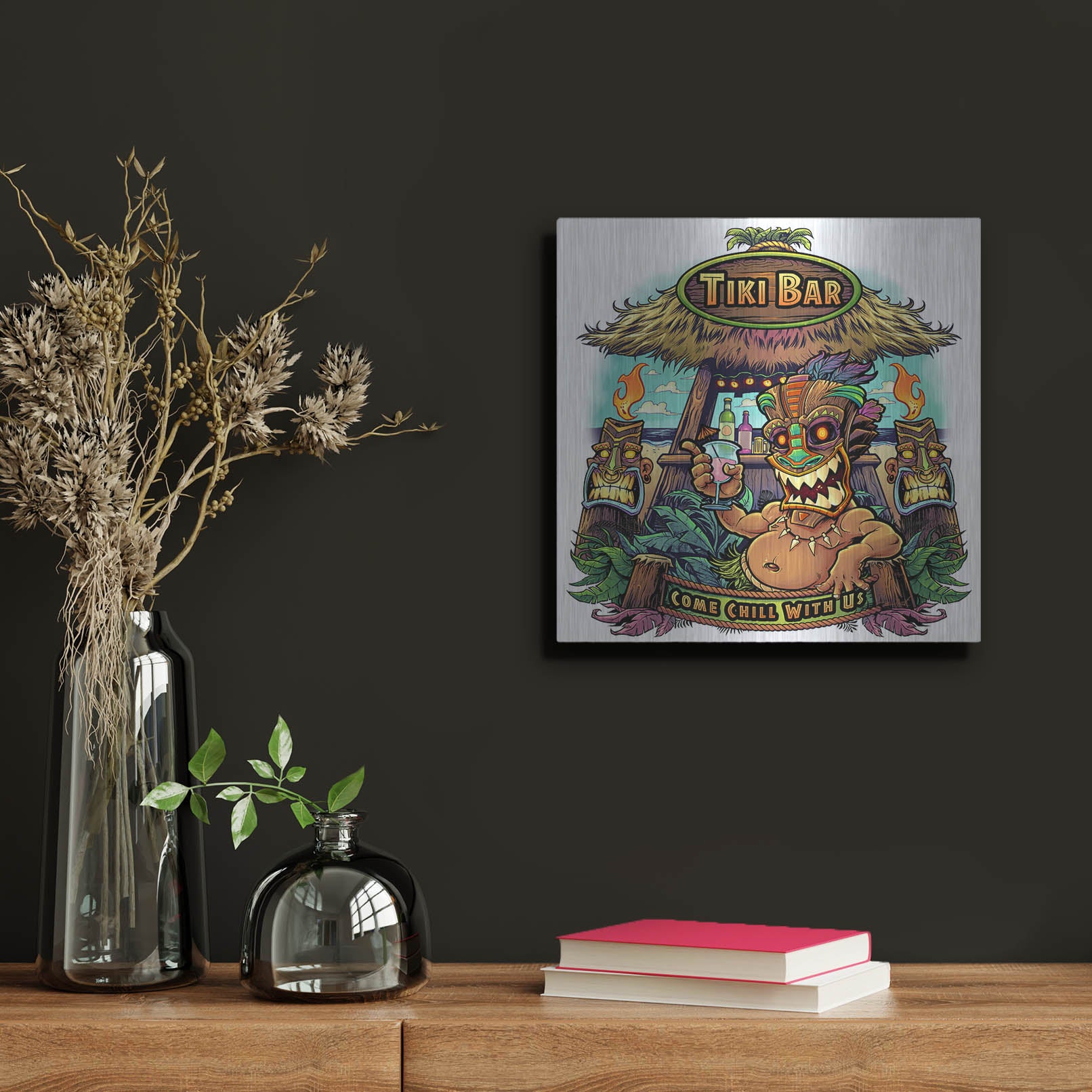 Luxe Metal Art 'Tiki Bar' by Flyland Designs, Metal Wall Art,12x12