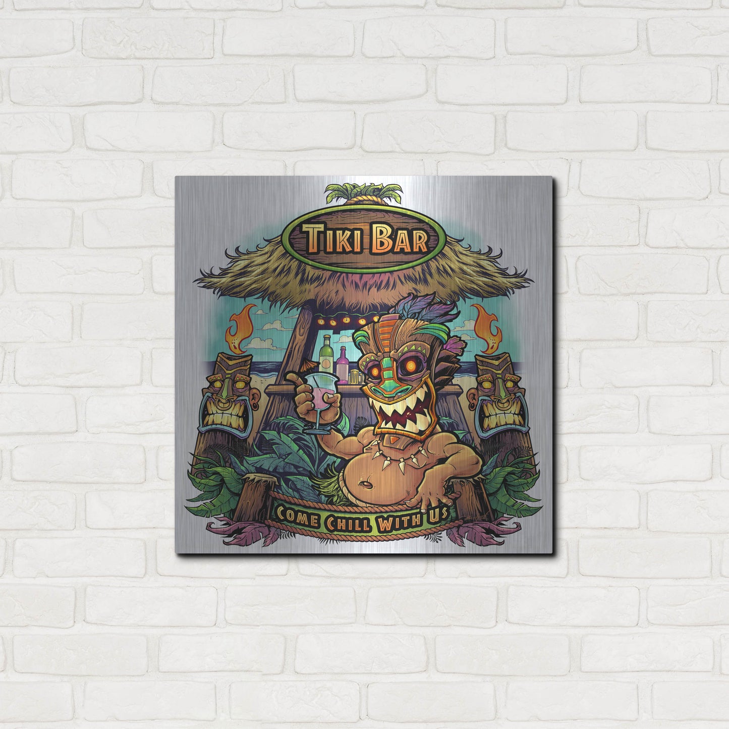 Luxe Metal Art 'Tiki Bar' by Flyland Designs, Metal Wall Art,24x24