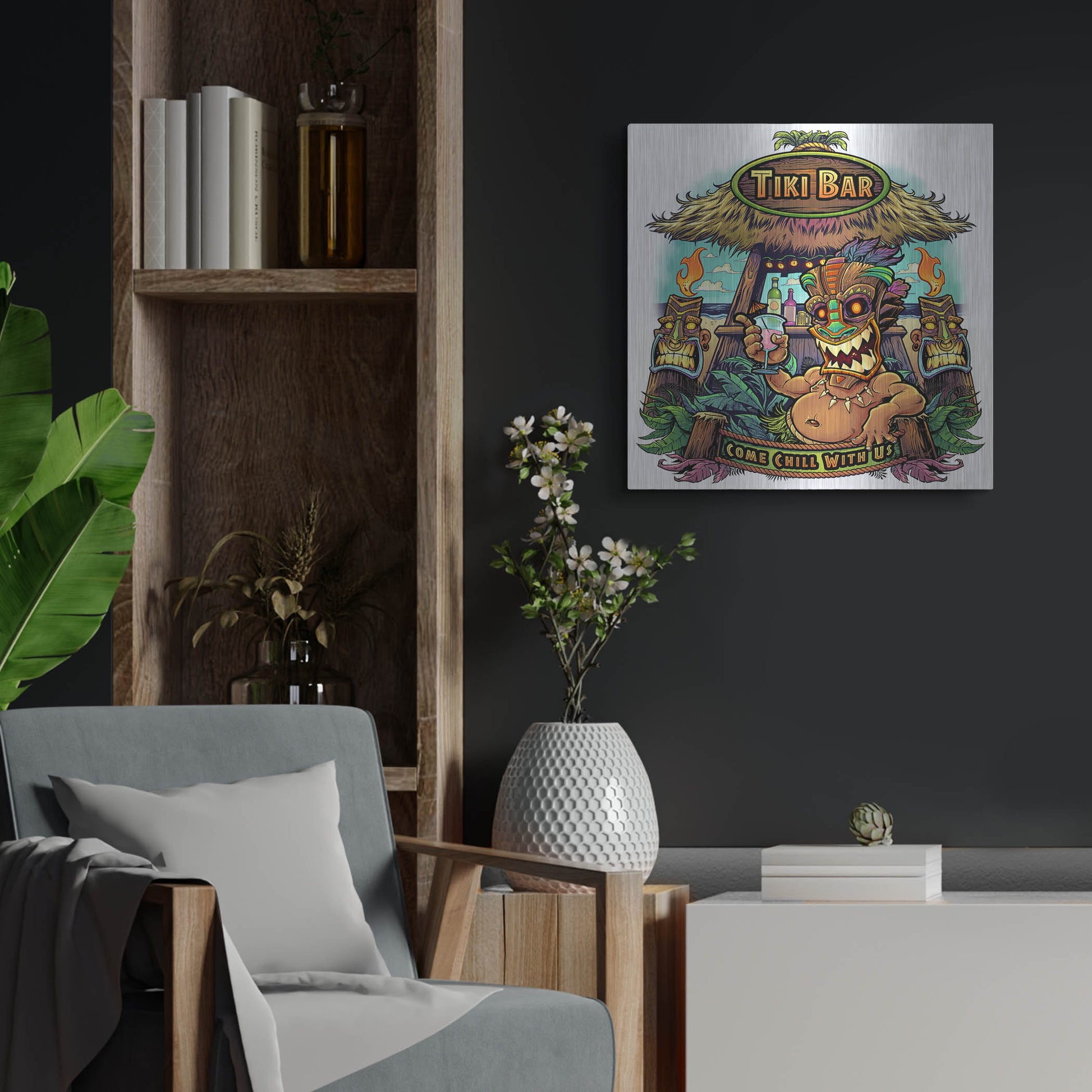 Luxe Metal Art 'Tiki Bar' by Flyland Designs, Metal Wall Art,24x24