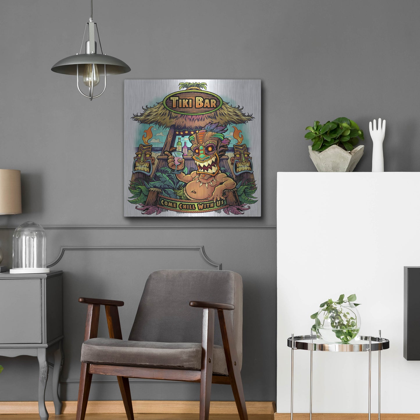 Luxe Metal Art 'Tiki Bar' by Flyland Designs, Metal Wall Art,24x24