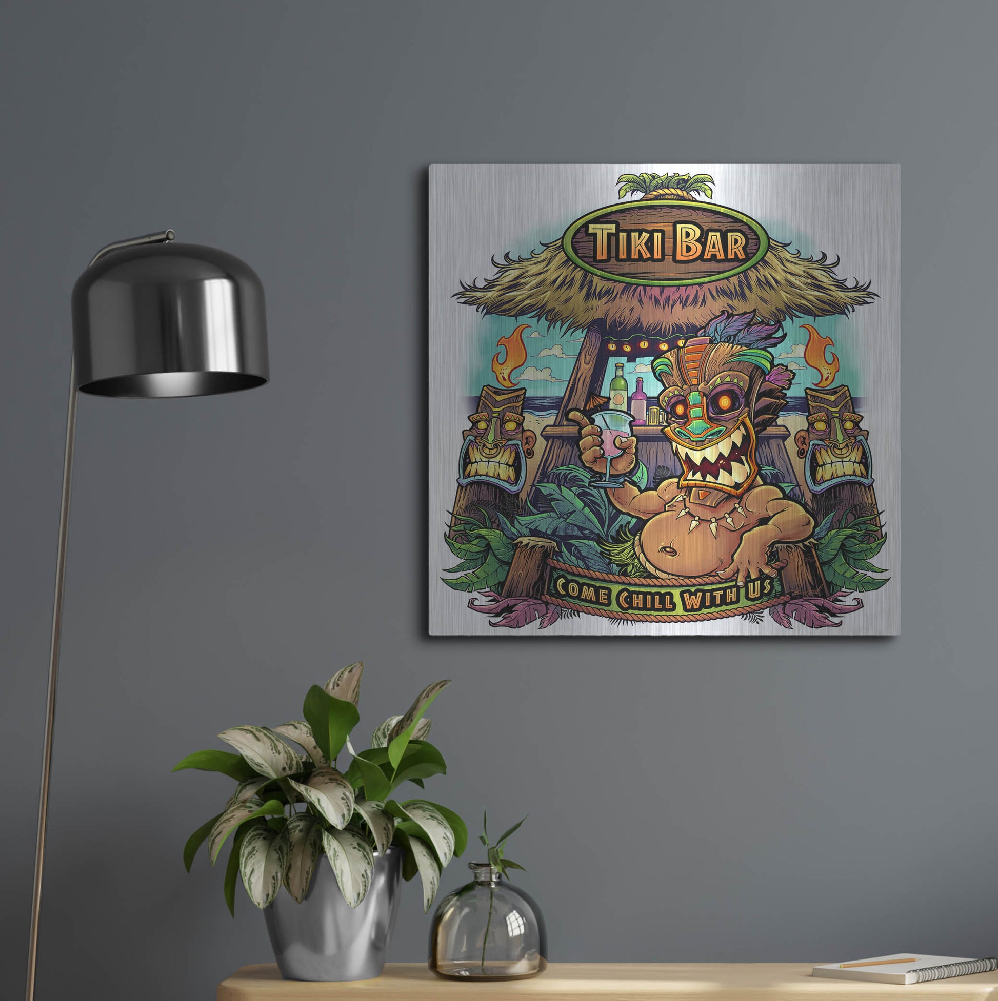 Luxe Metal Art 'Tiki Bar' by Flyland Designs, Metal Wall Art,24x24