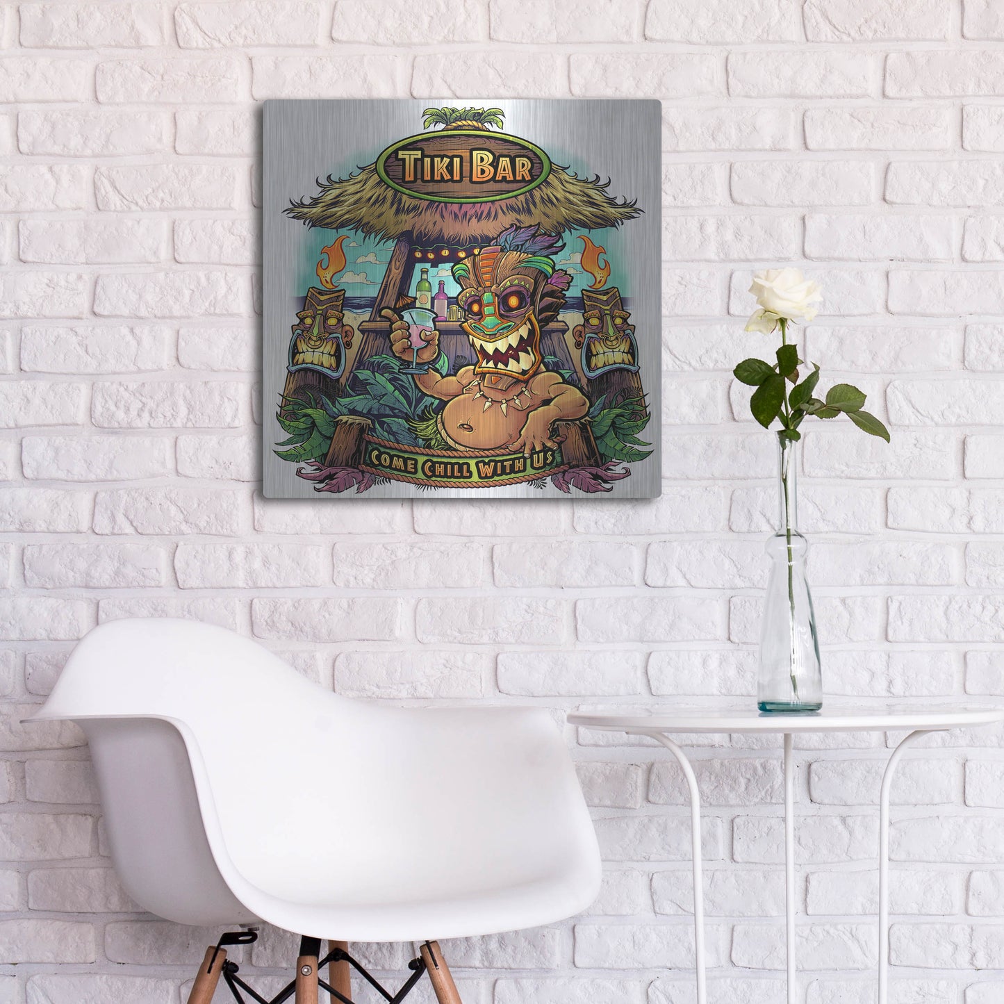 Luxe Metal Art 'Tiki Bar' by Flyland Designs, Metal Wall Art,24x24