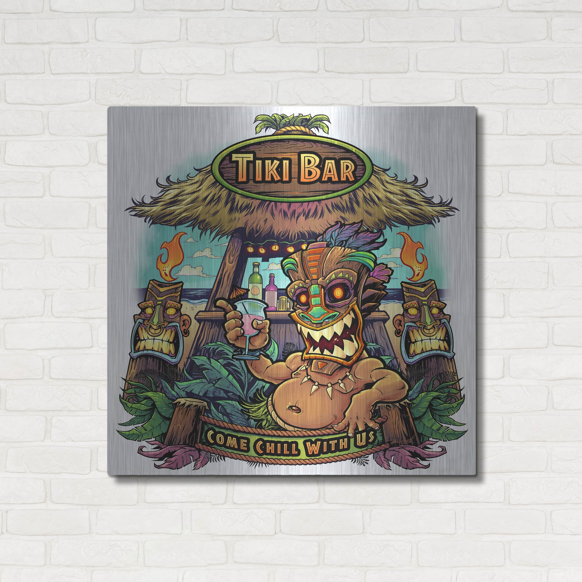 Luxe Metal Art 'Tiki Bar' by Flyland Designs, Metal Wall Art,36x36