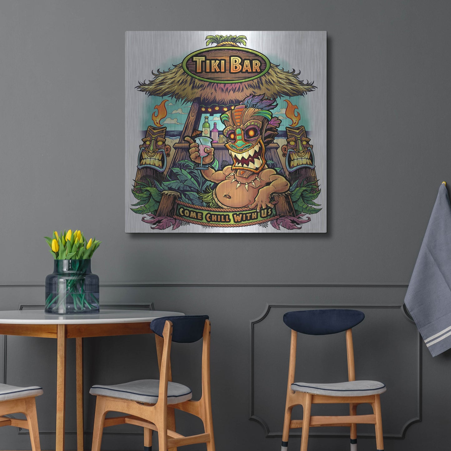 Luxe Metal Art 'Tiki Bar' by Flyland Designs, Metal Wall Art,36x36