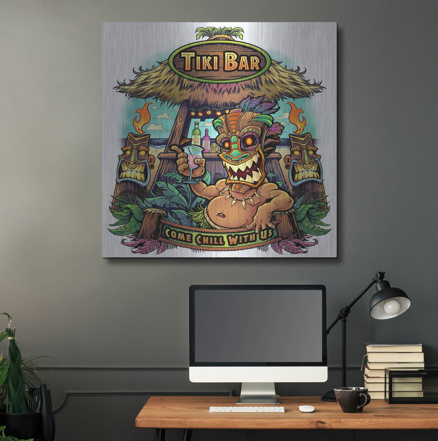 Luxe Metal Art 'Tiki Bar' by Flyland Designs, Metal Wall Art,36x36